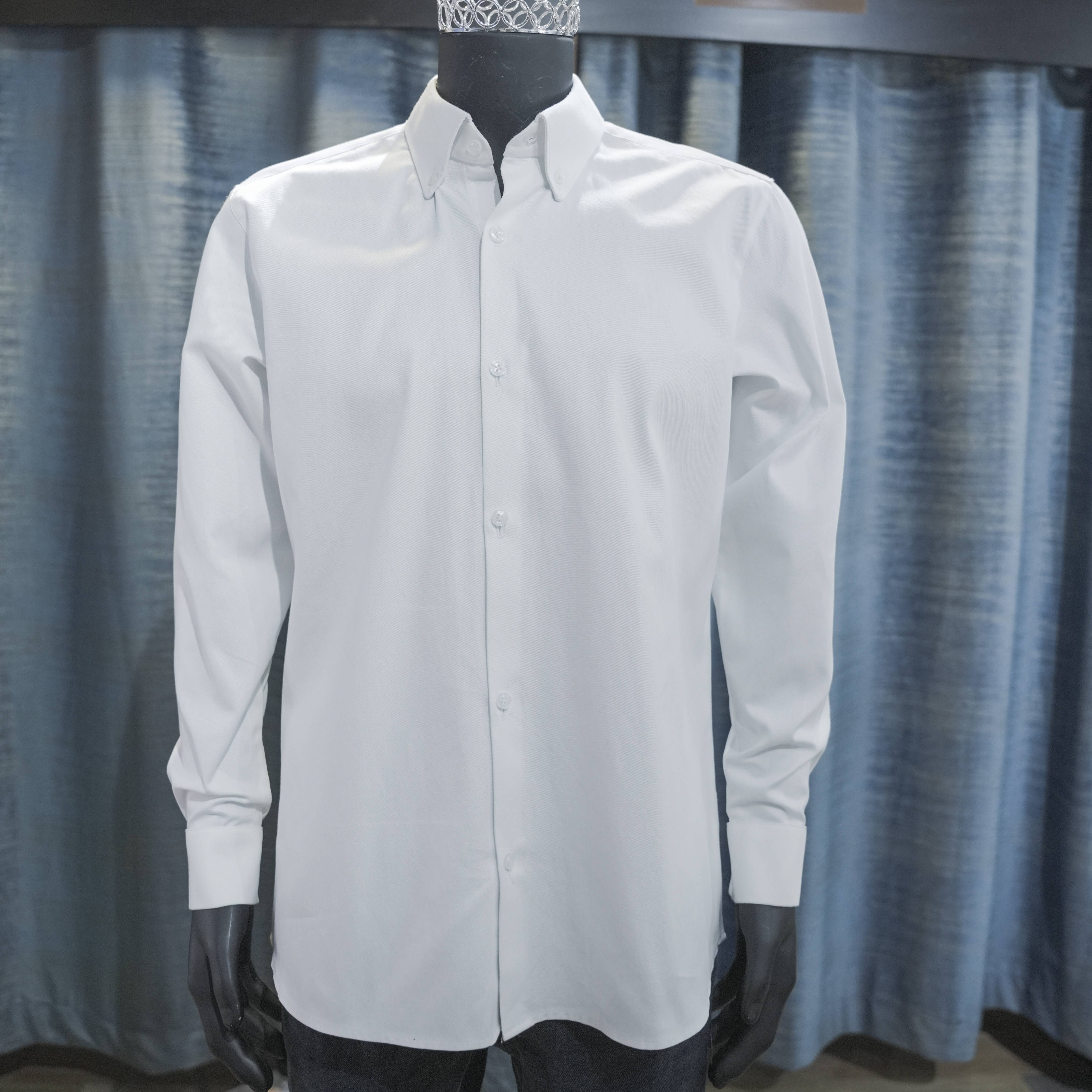 White Classic Long-Sleeve Button-Down Shirt - Berwa Mentality