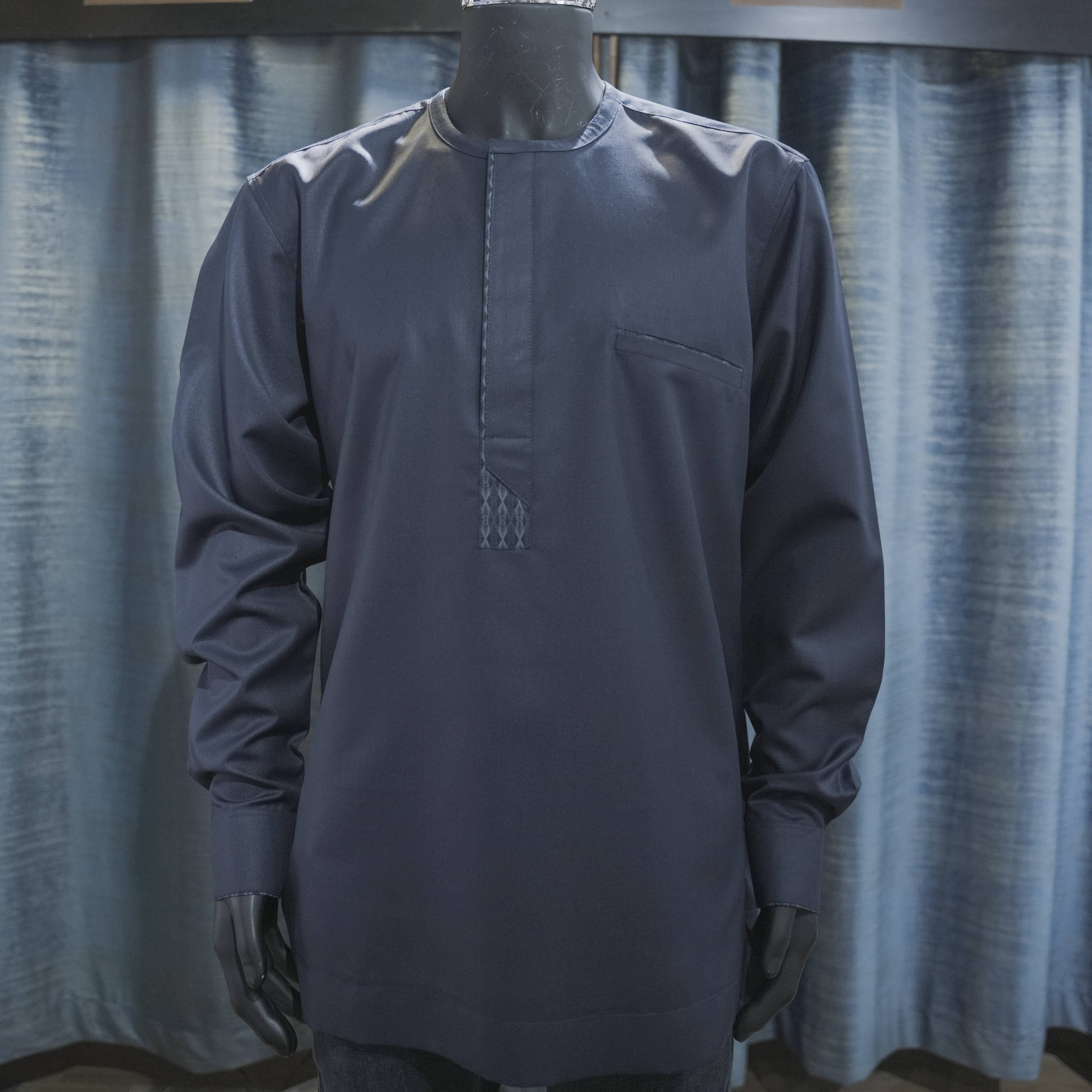 Navy Blue Men's Kaftan Shirt - Berwa Mentality