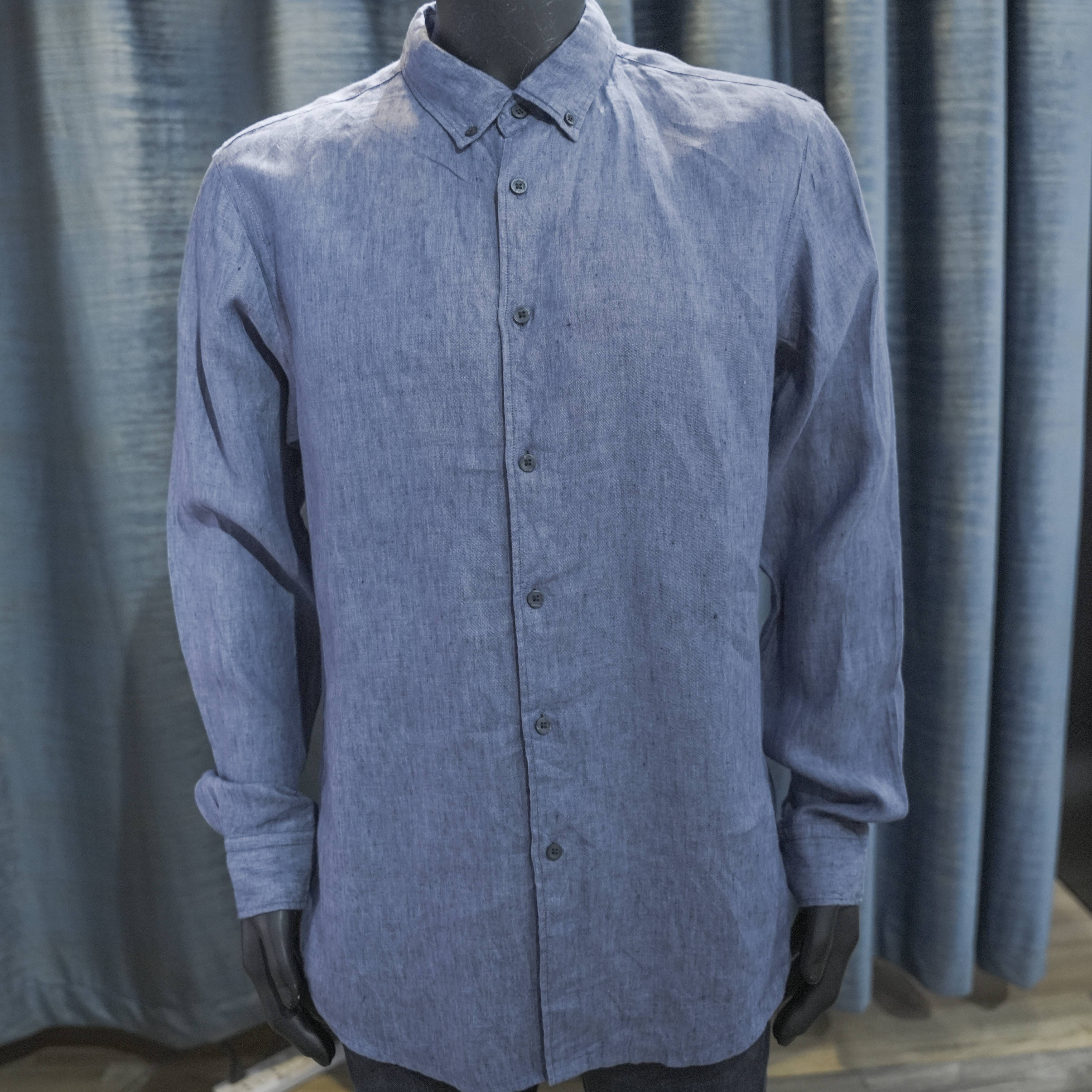 Blue Linen Men's Shirt