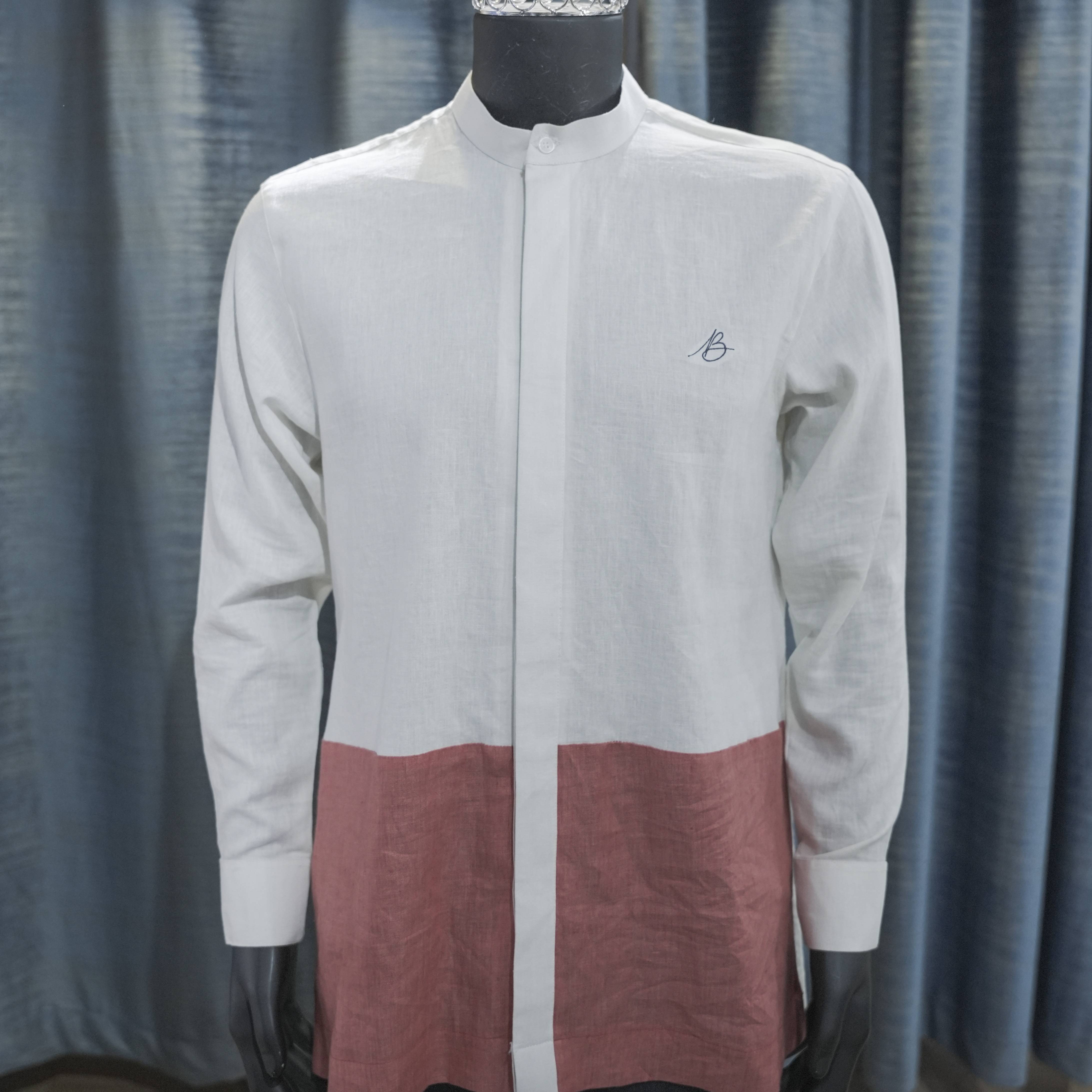 White and Red Color Block Shirt - Berwa Mentality