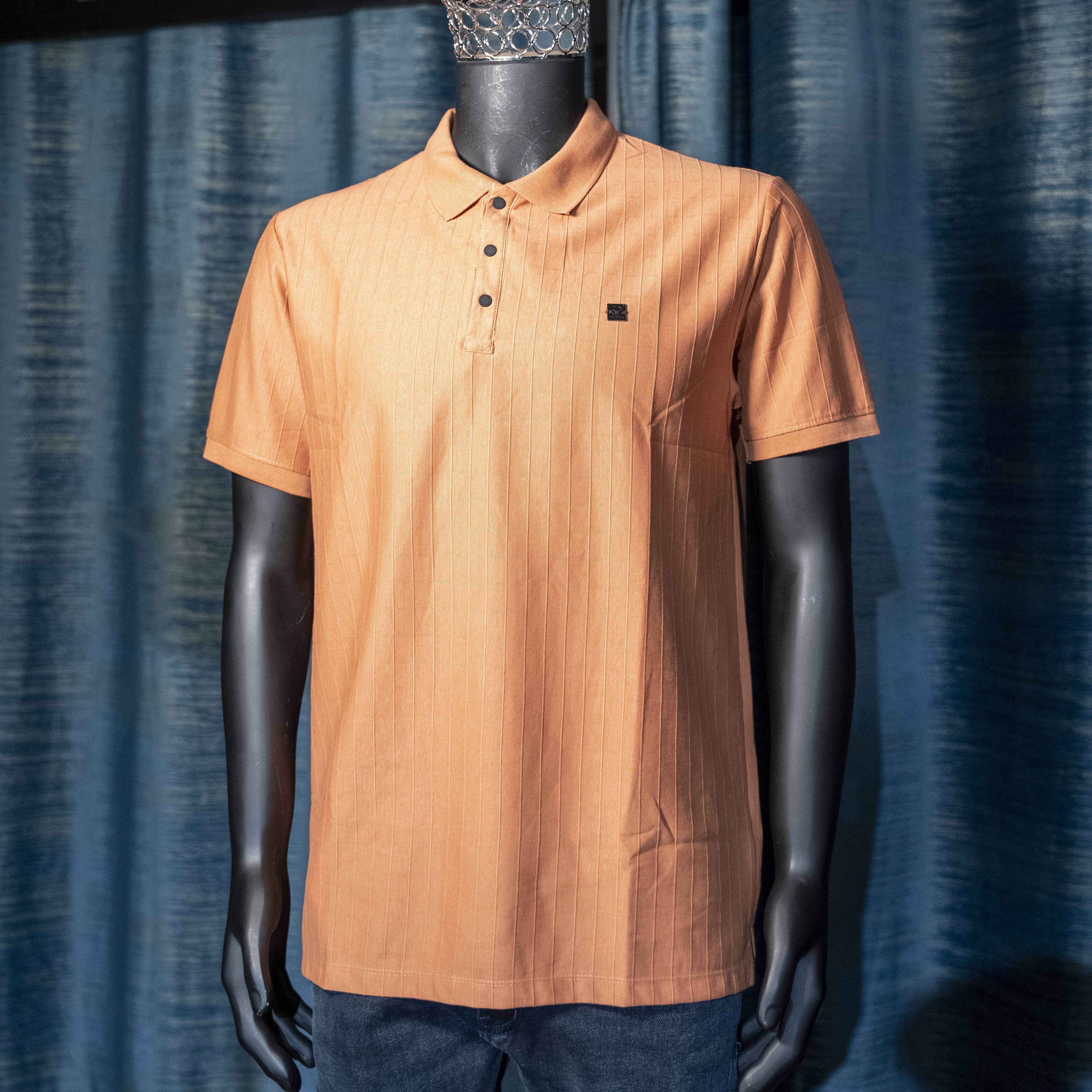 Men's Orange Pinstripe Short Sleeve T-Shirt