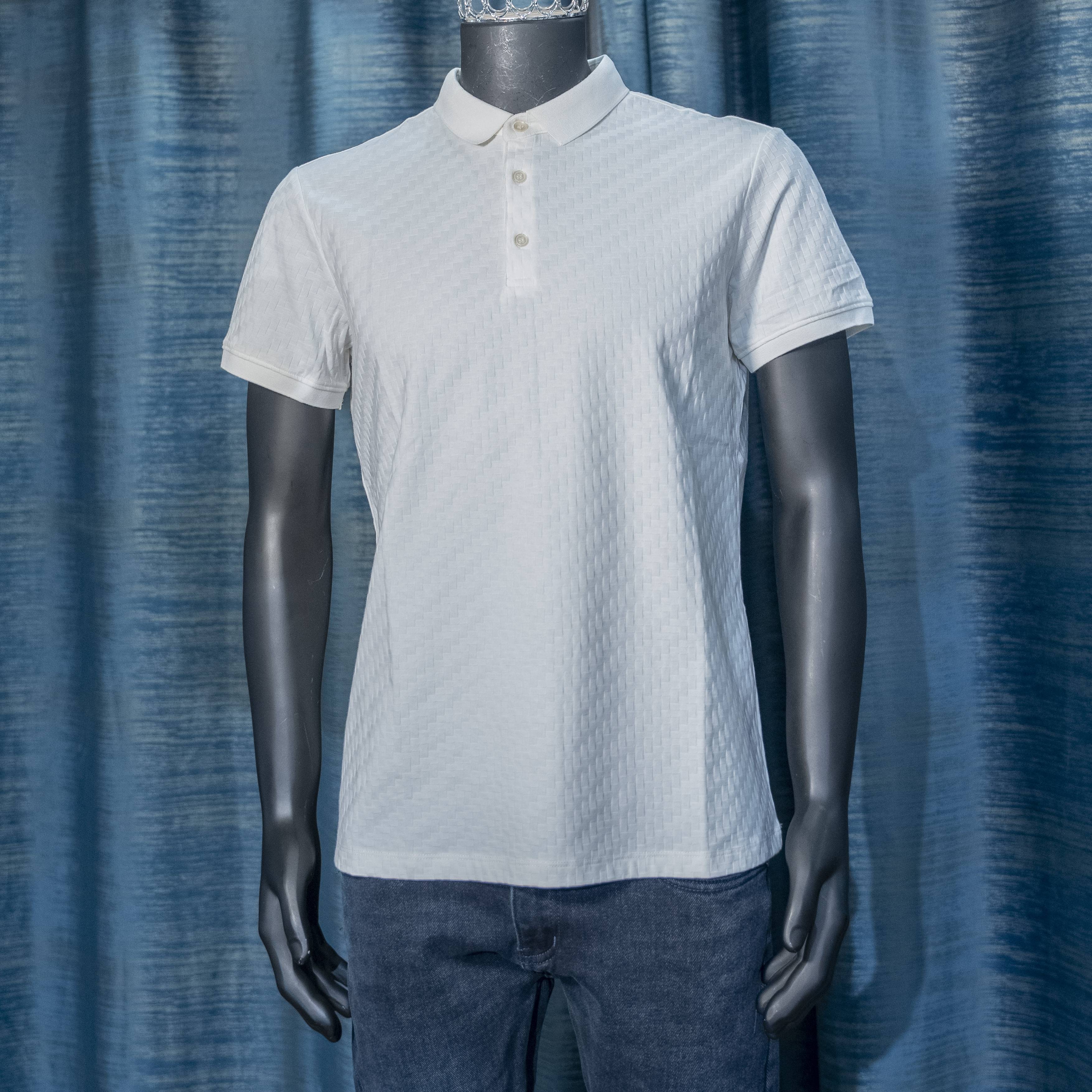 Men's Textured White Short Sleeve T-Shirt