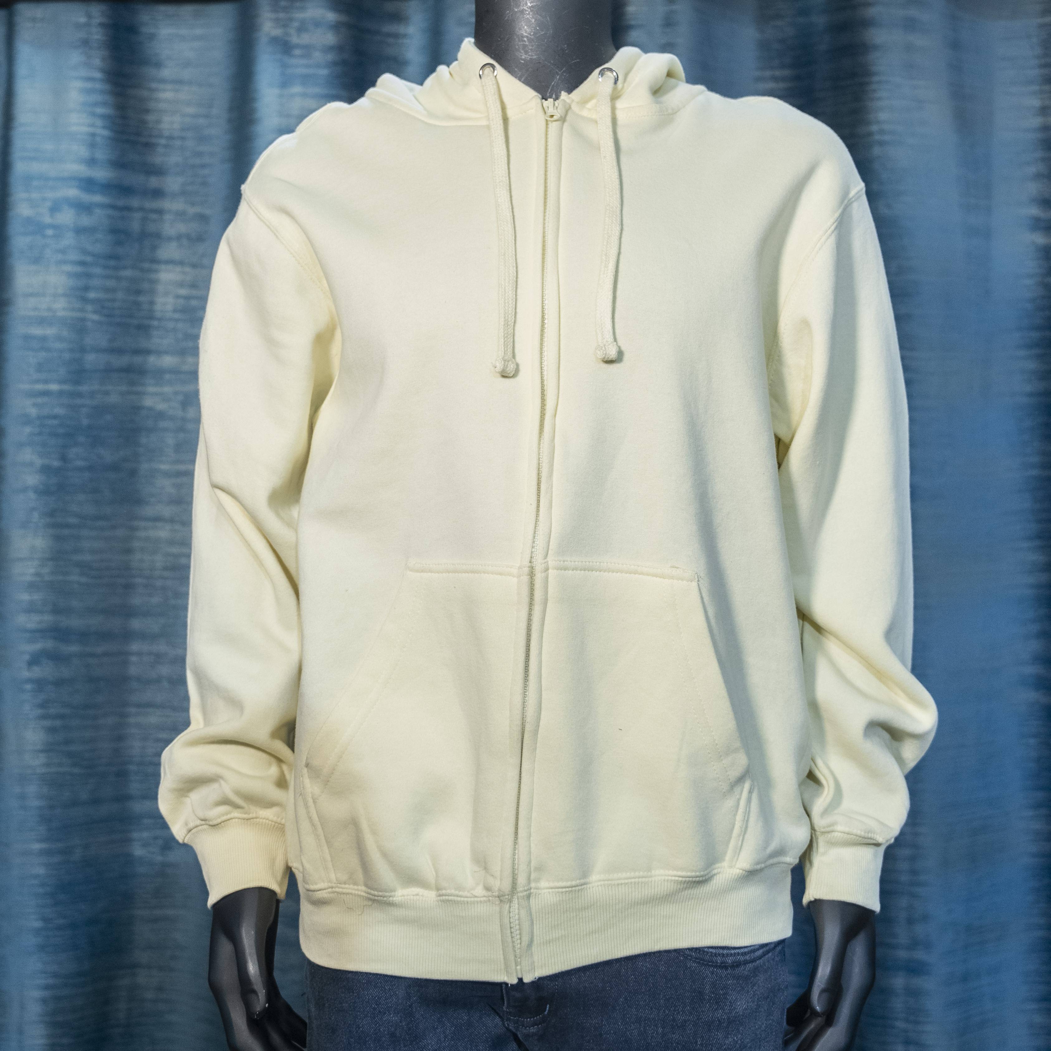 Men's Light Yellow Zip-Up Hoodie