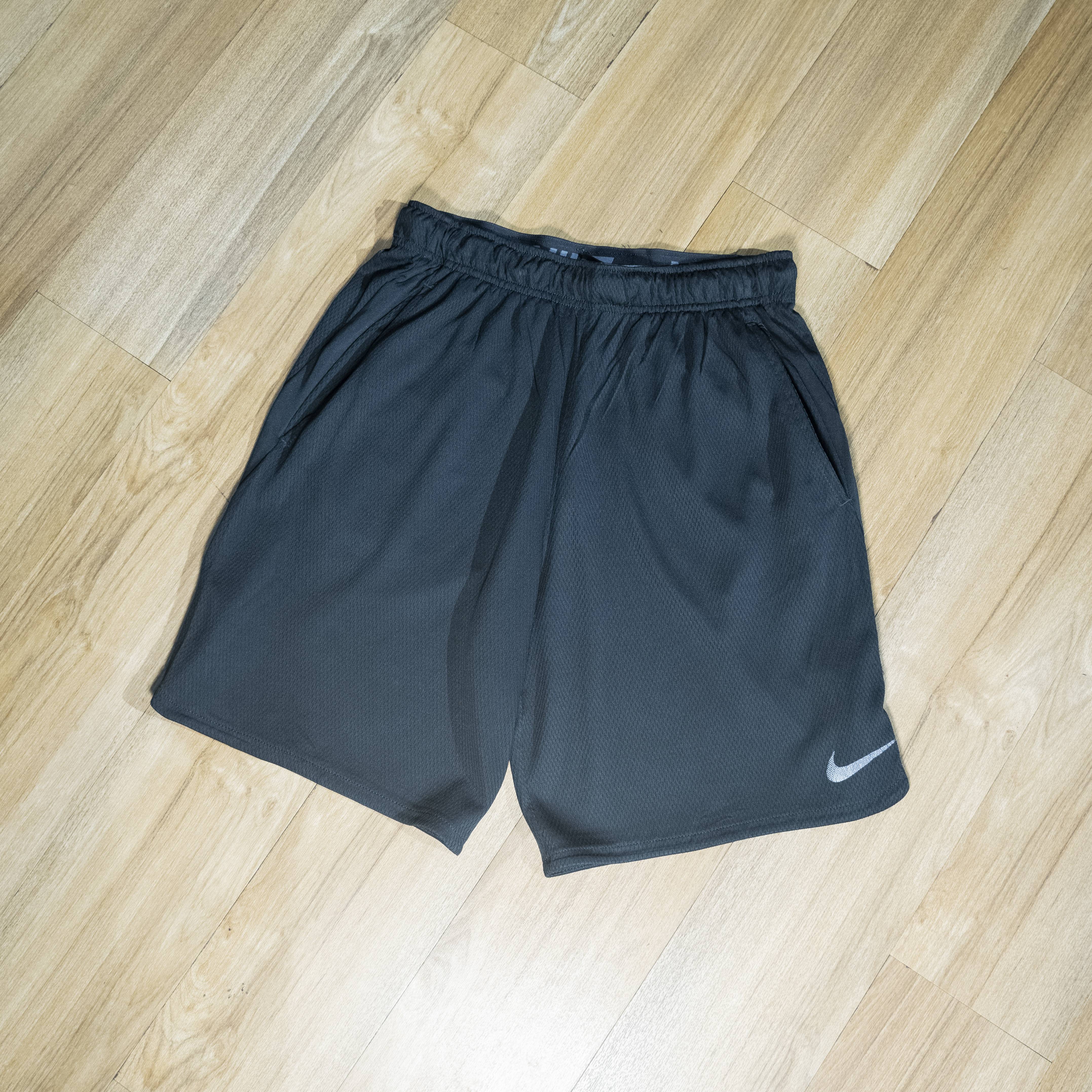 Nike Men's Black Performance Shorts with White Swoosh