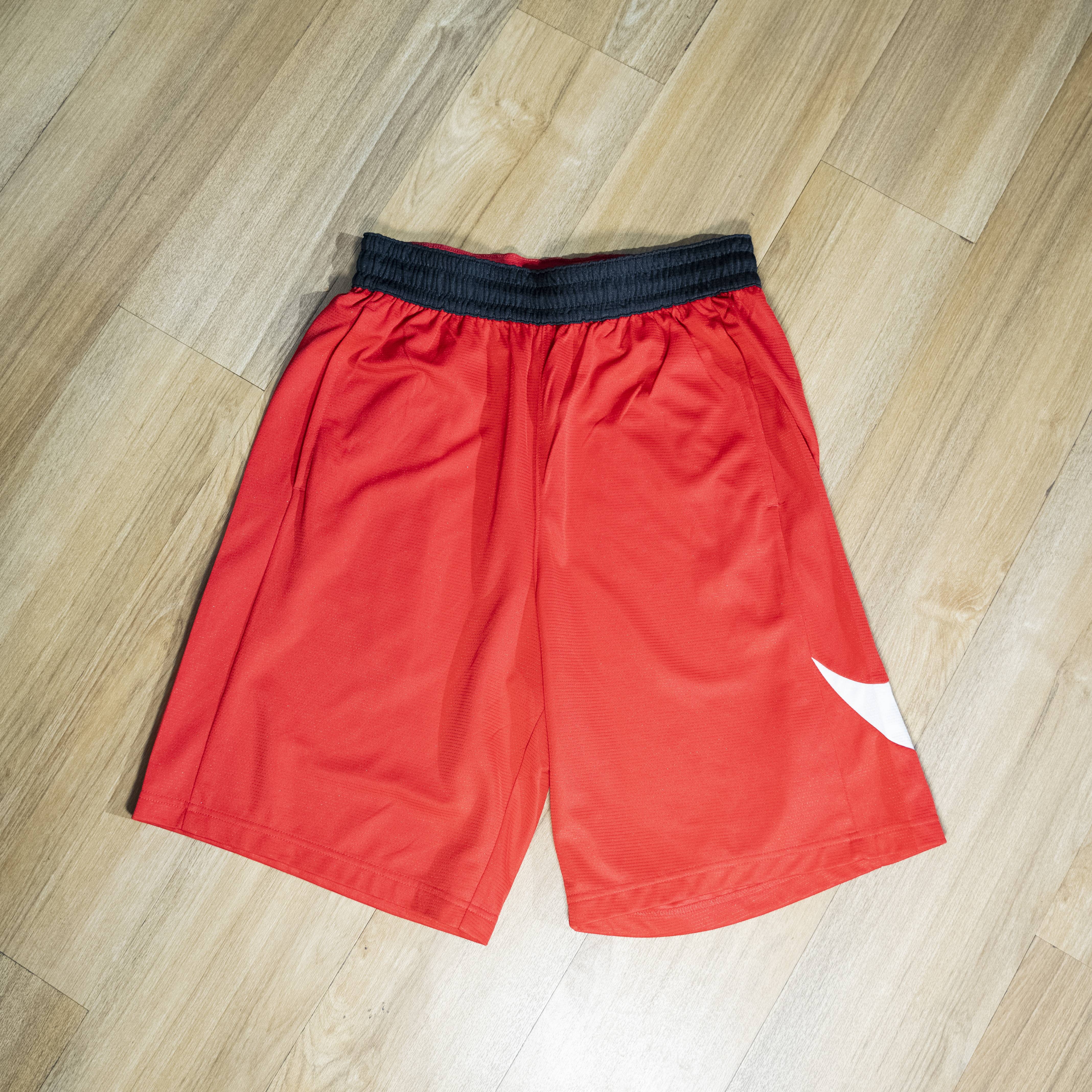 Nike Men's Red Training Shorts with White Swoosh