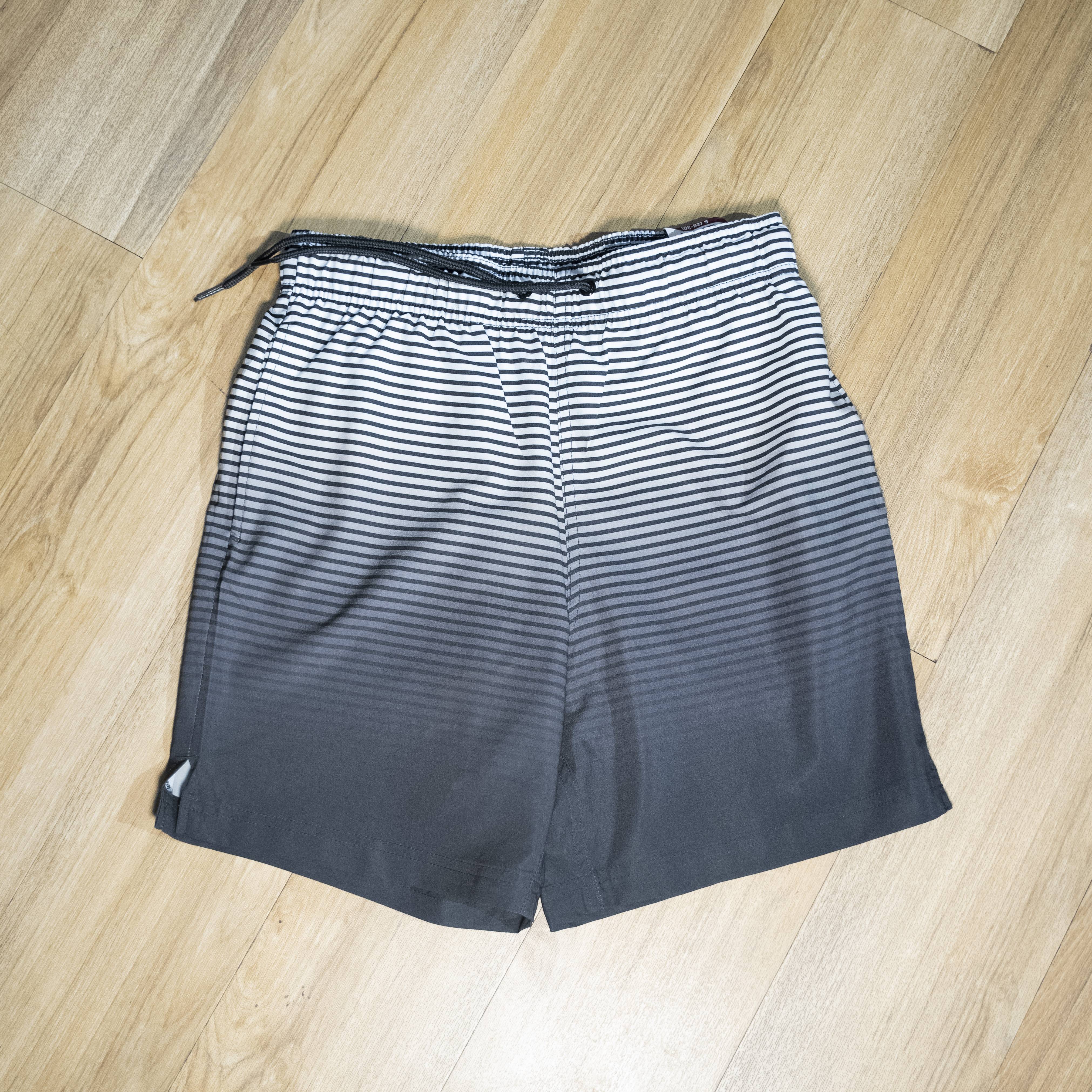 Men's Gradient Stripe Training Shorts - Black and White