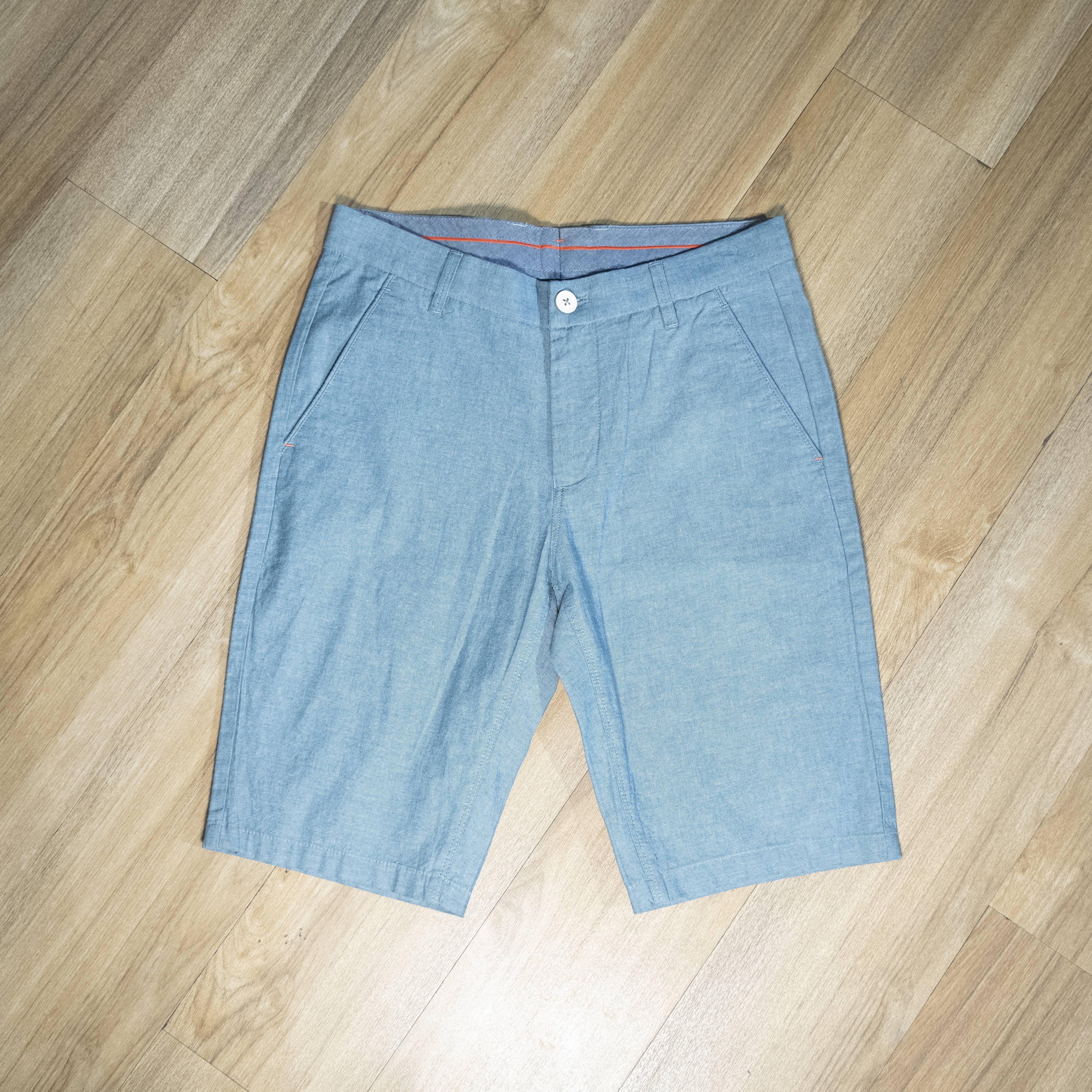 Men's Linen-Blend Casual Shorts - Light Blue