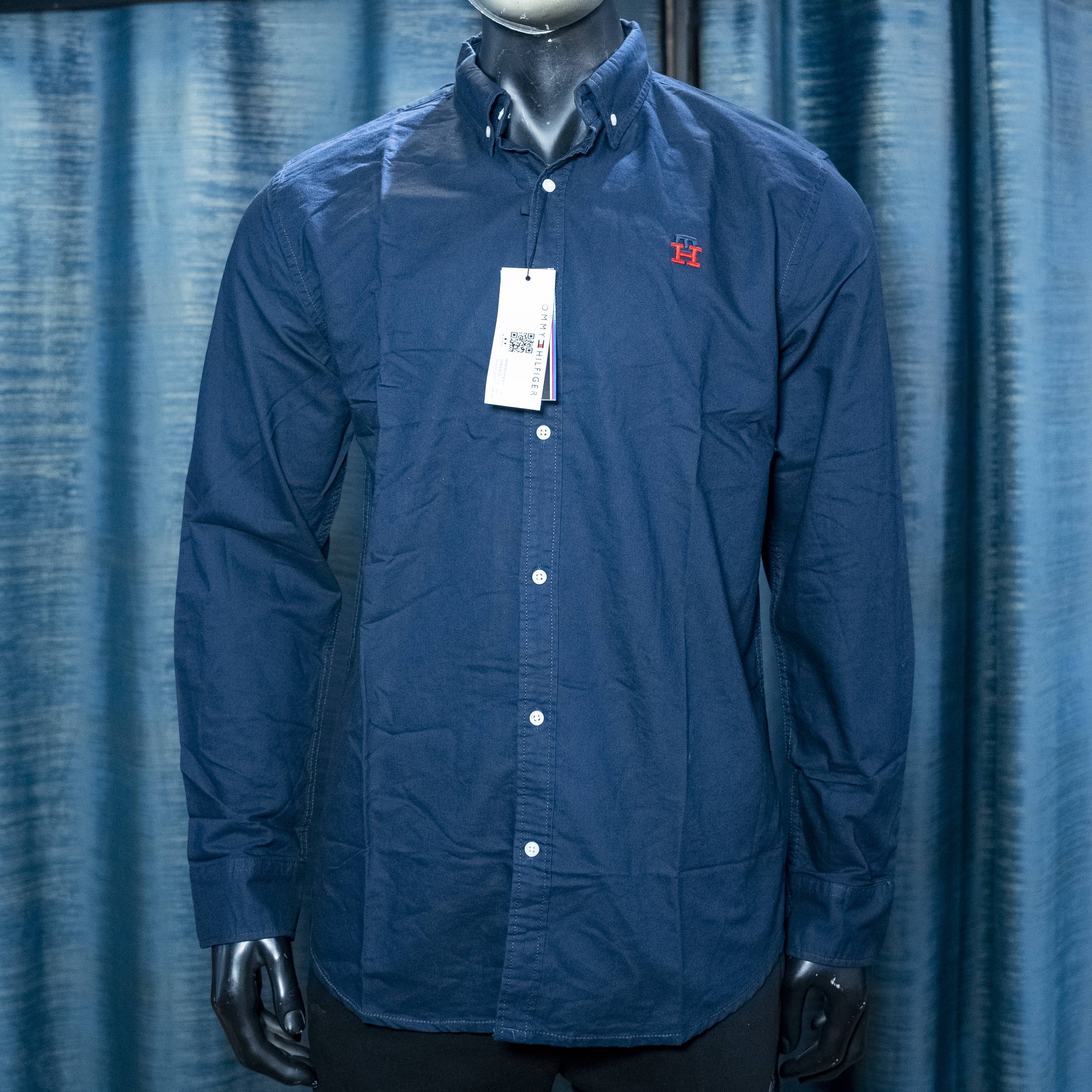 Men's Navy Blue Button-Down Shirt