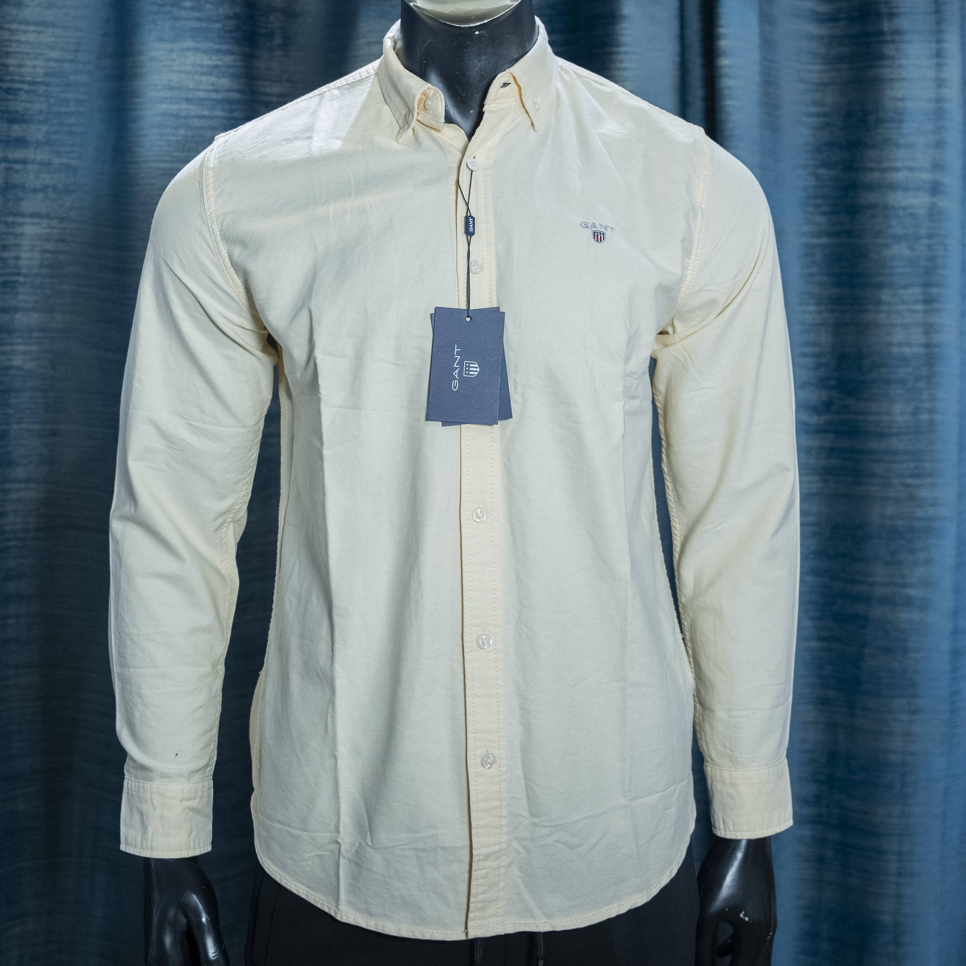 Men's Beige Button-Down Shirt