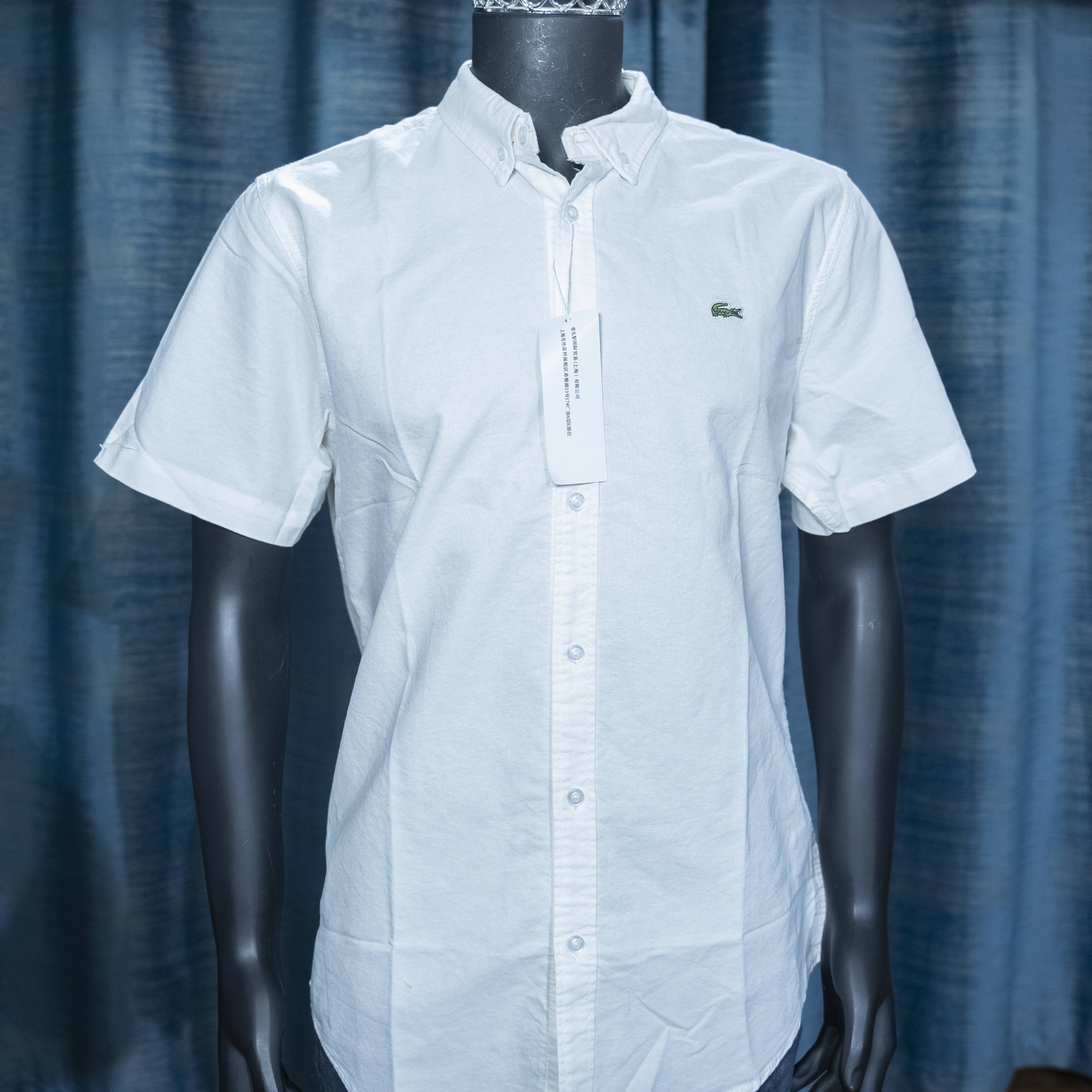 Lacoste Men's Short-Sleeve Button-Down Shirt in White