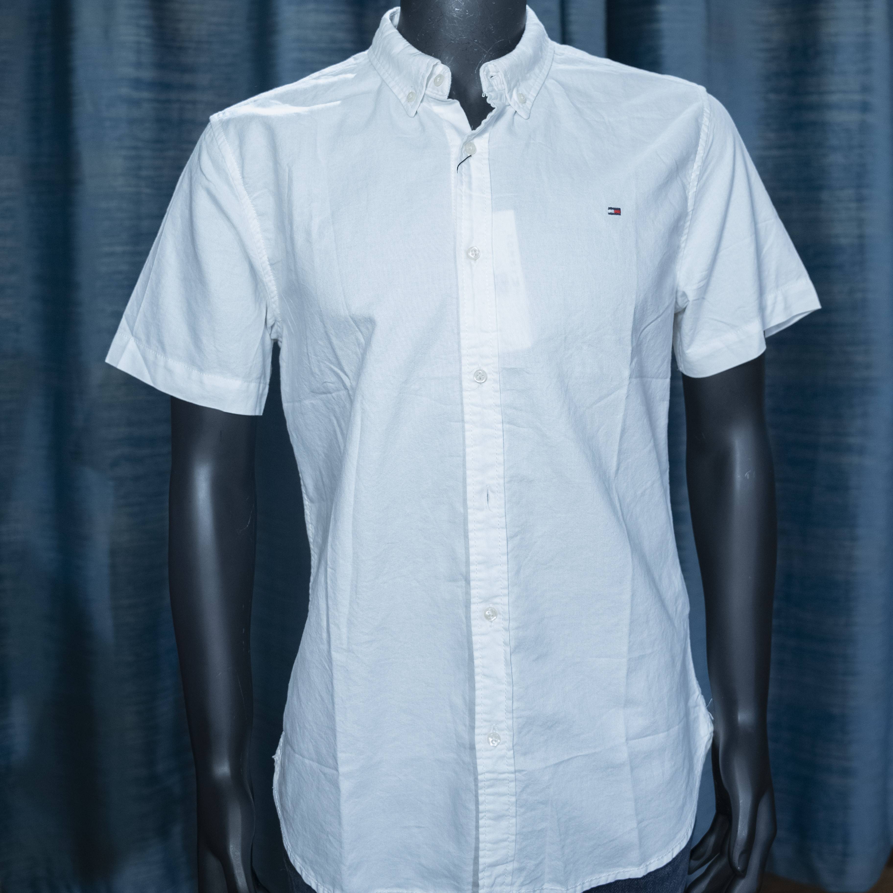 Tommy Hilfiger Men's Short-Sleeve Button-Down Shirt in White