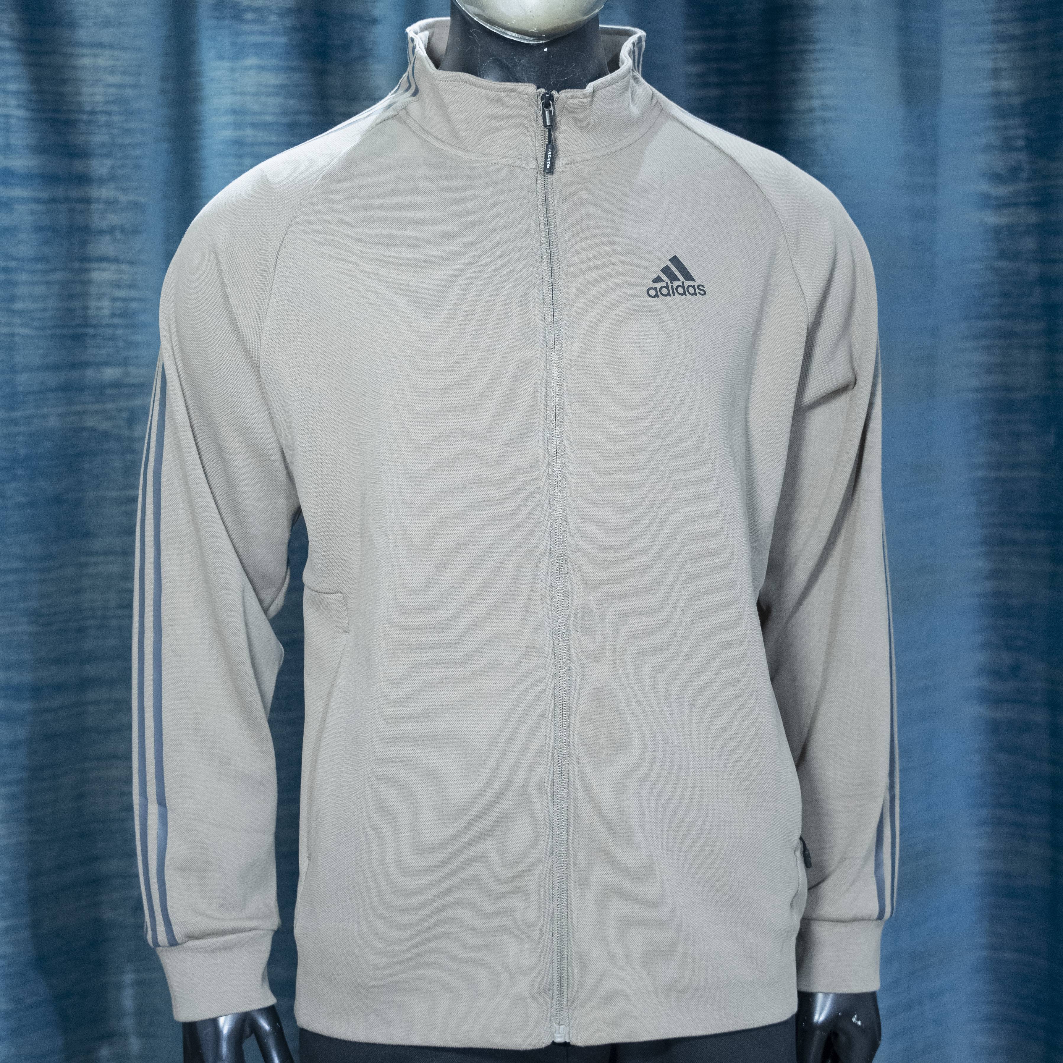 Adidas Men's Full-Zip Track Jacket in Light Grey