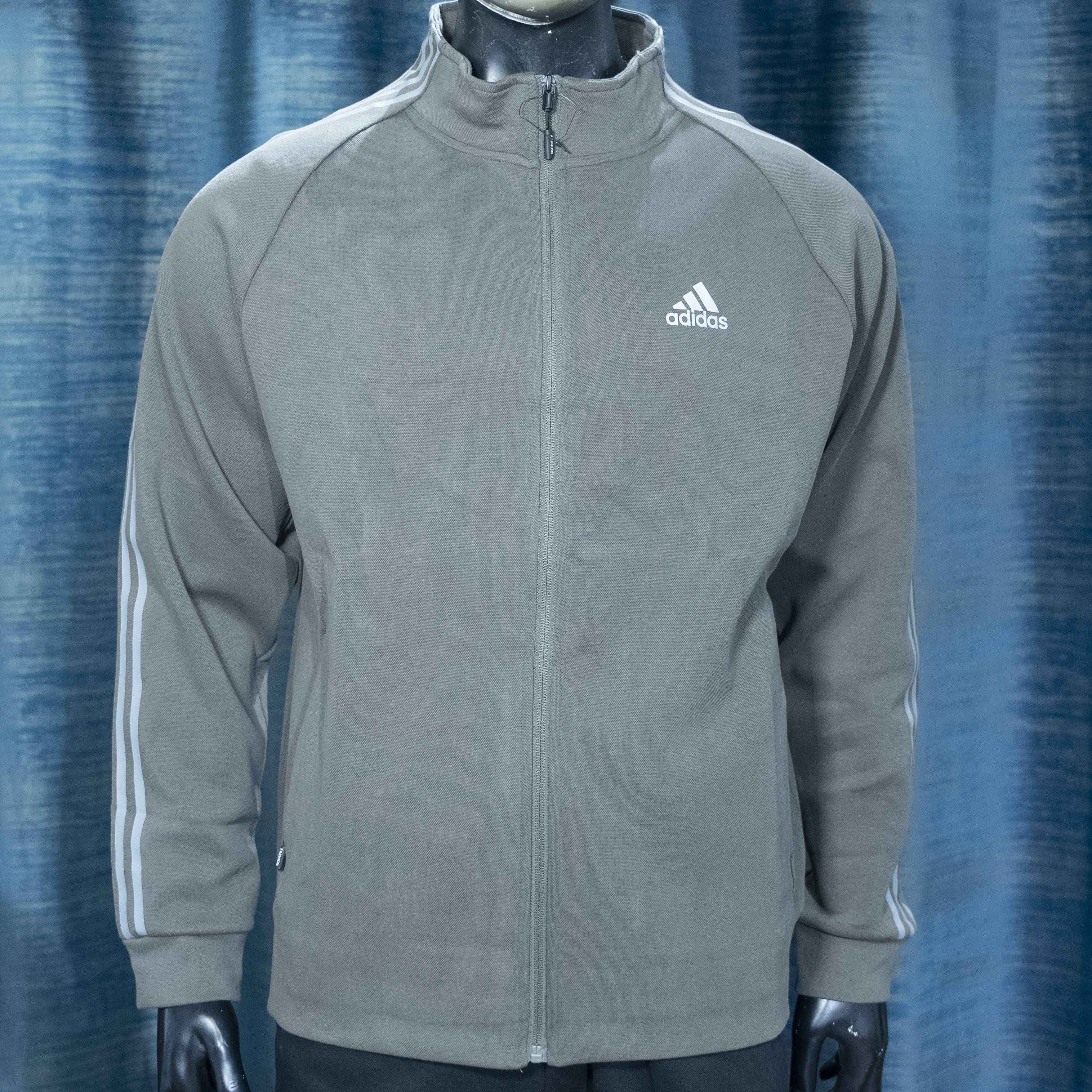 Adidas Men's Full-Zip Track Jacket in Dark Grey