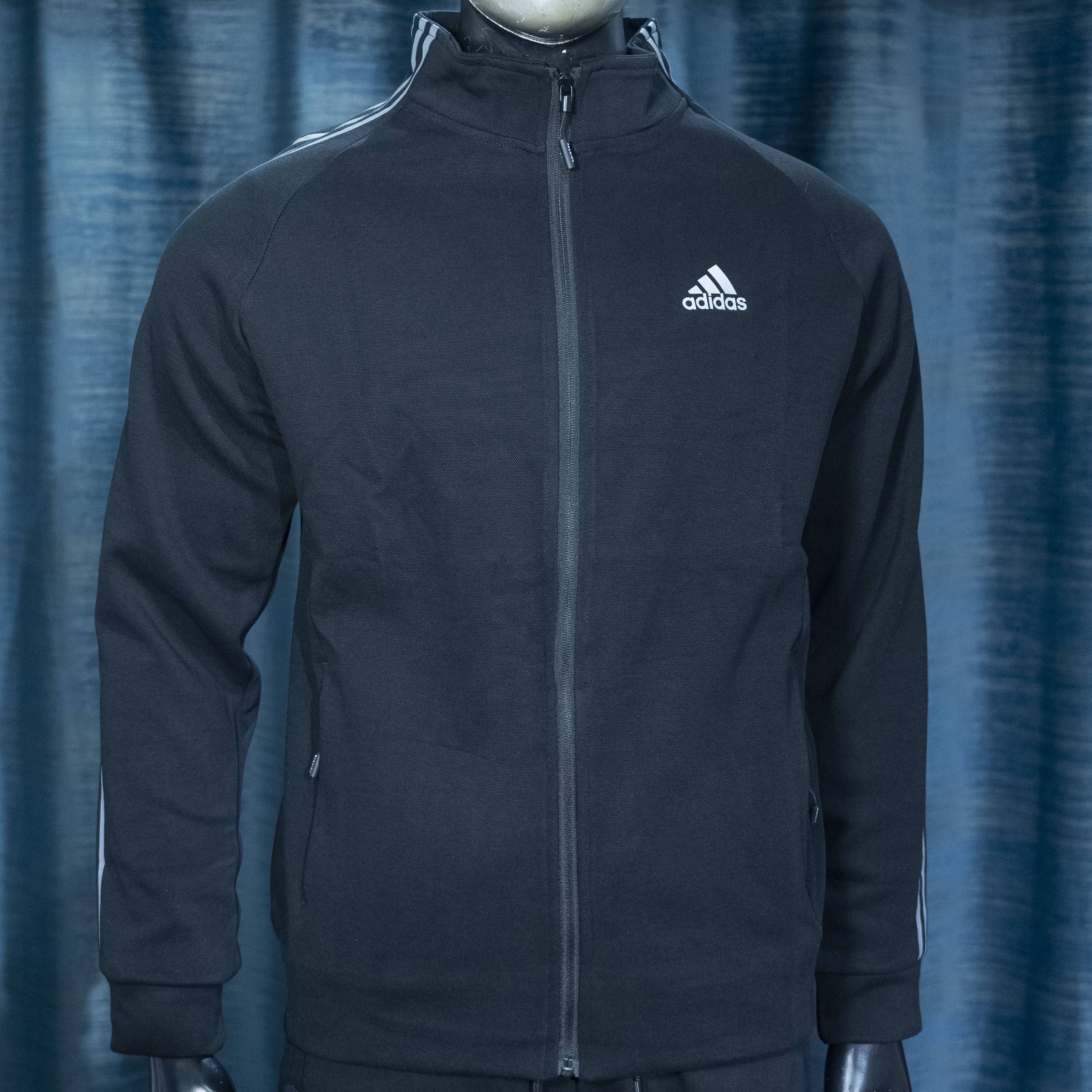 Black Adidas men's full-zip track jacket