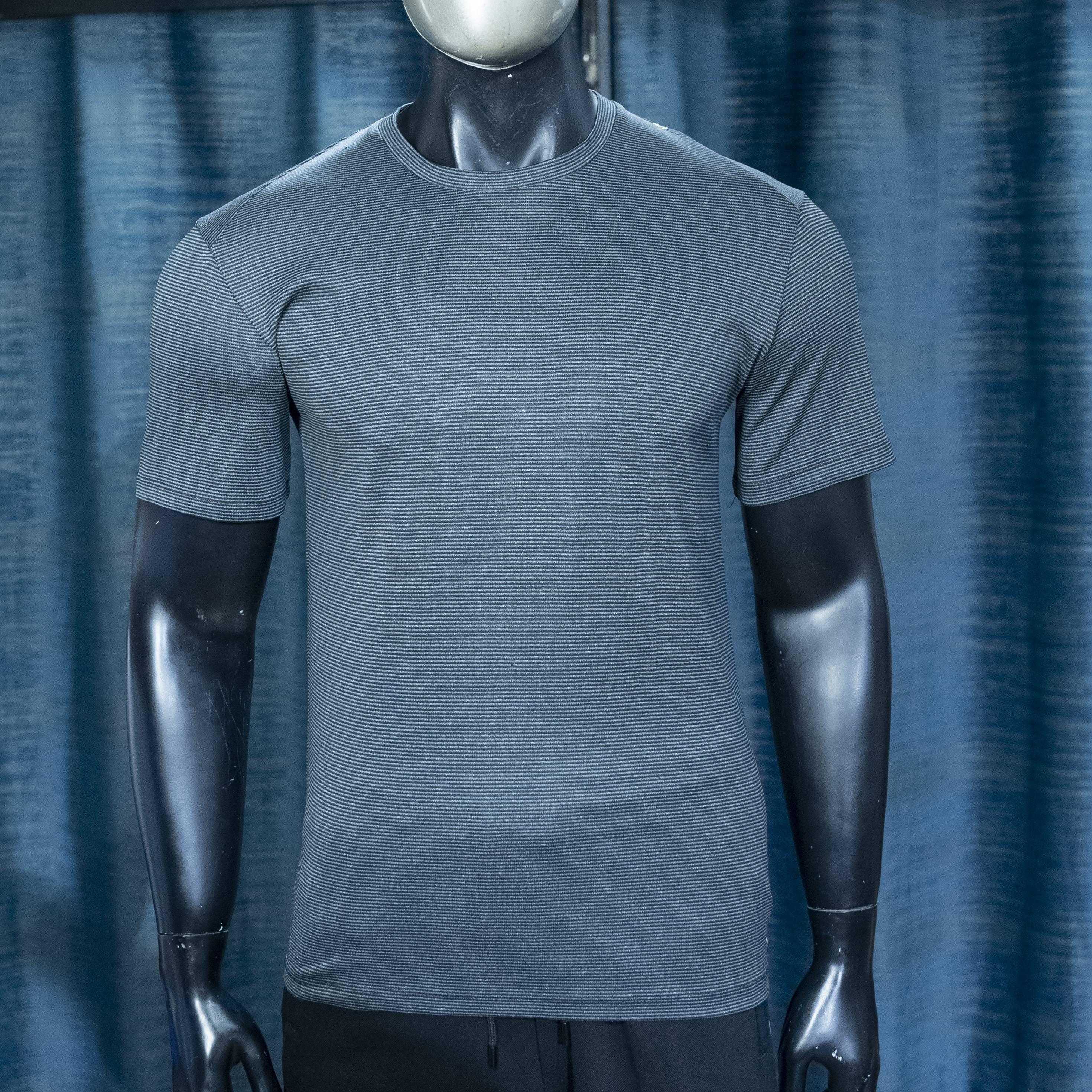 Dark Grey Ribbed Fitted T-Shirt