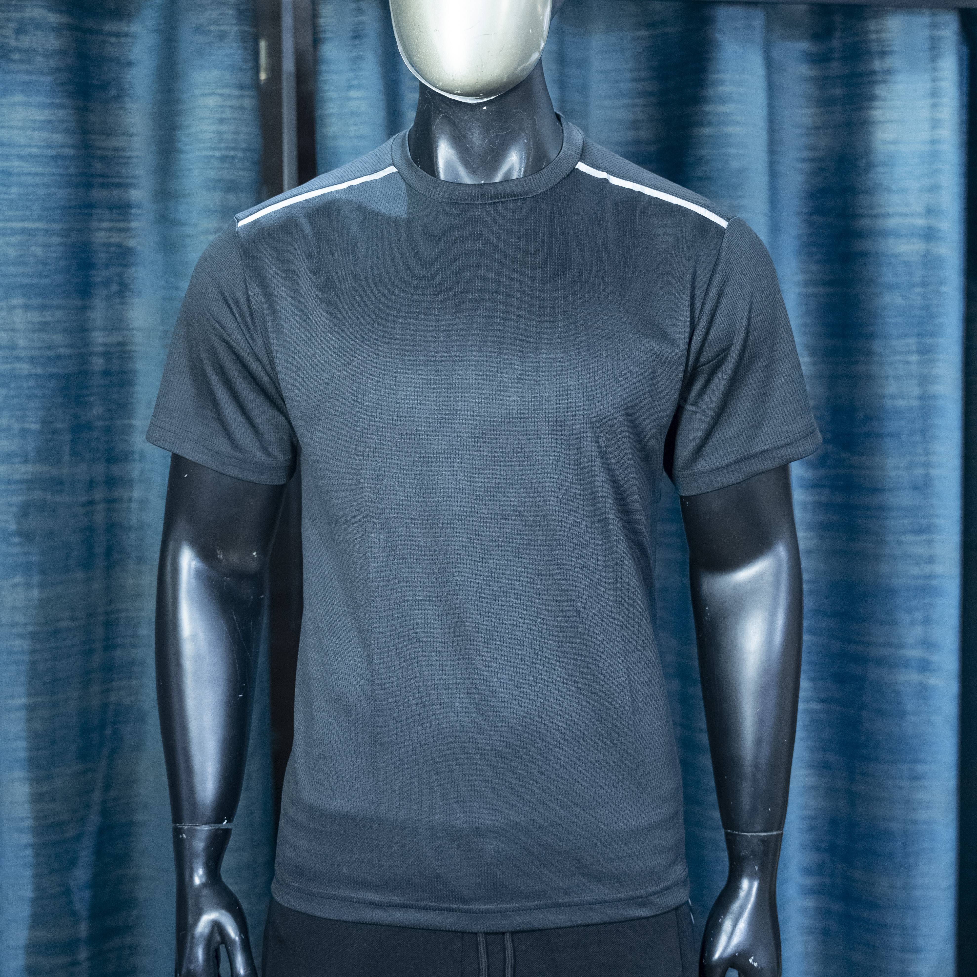 Dark Grey Reflective Stripe Performance T-Shirt