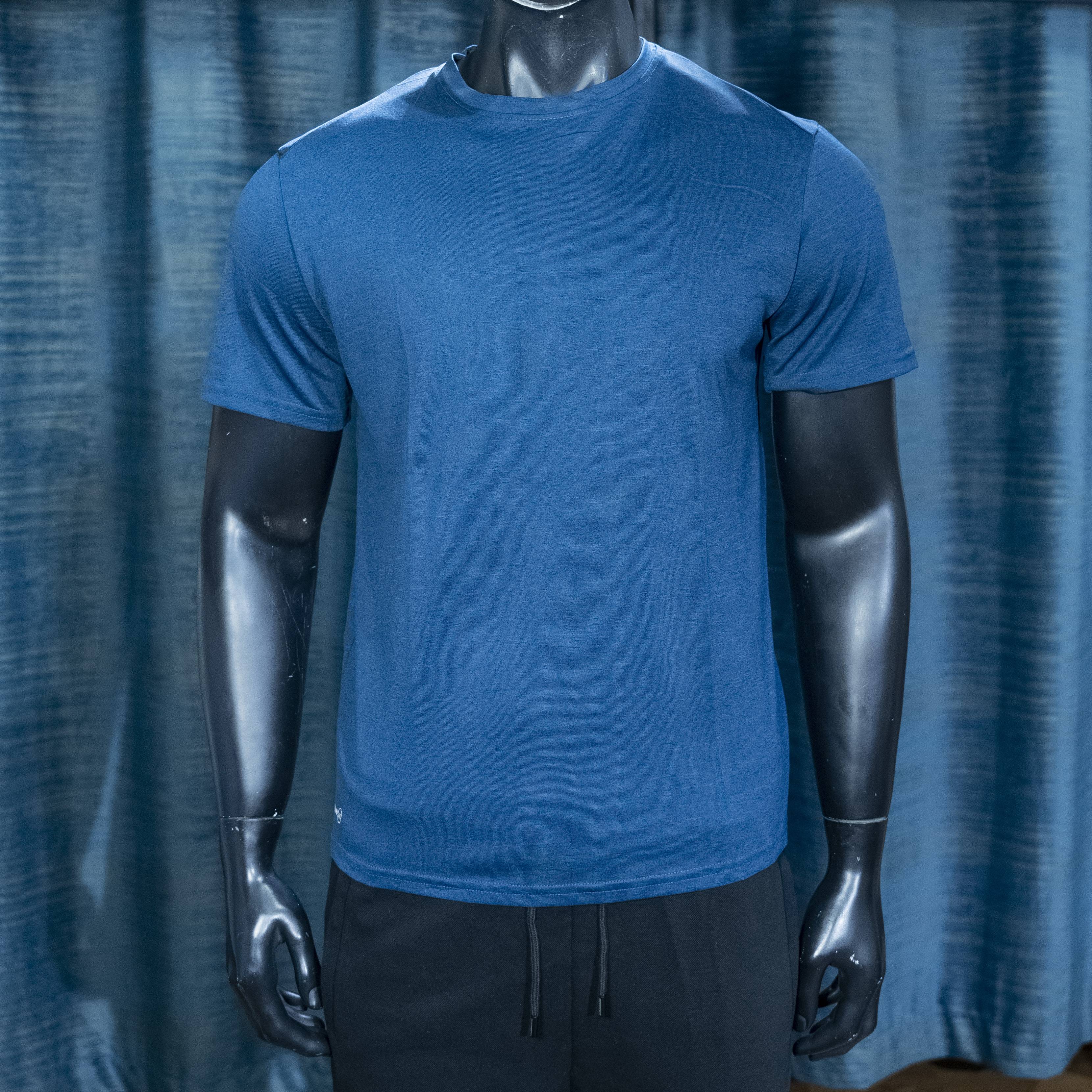 Men's Solid Blue Crew Neck T-Shirt