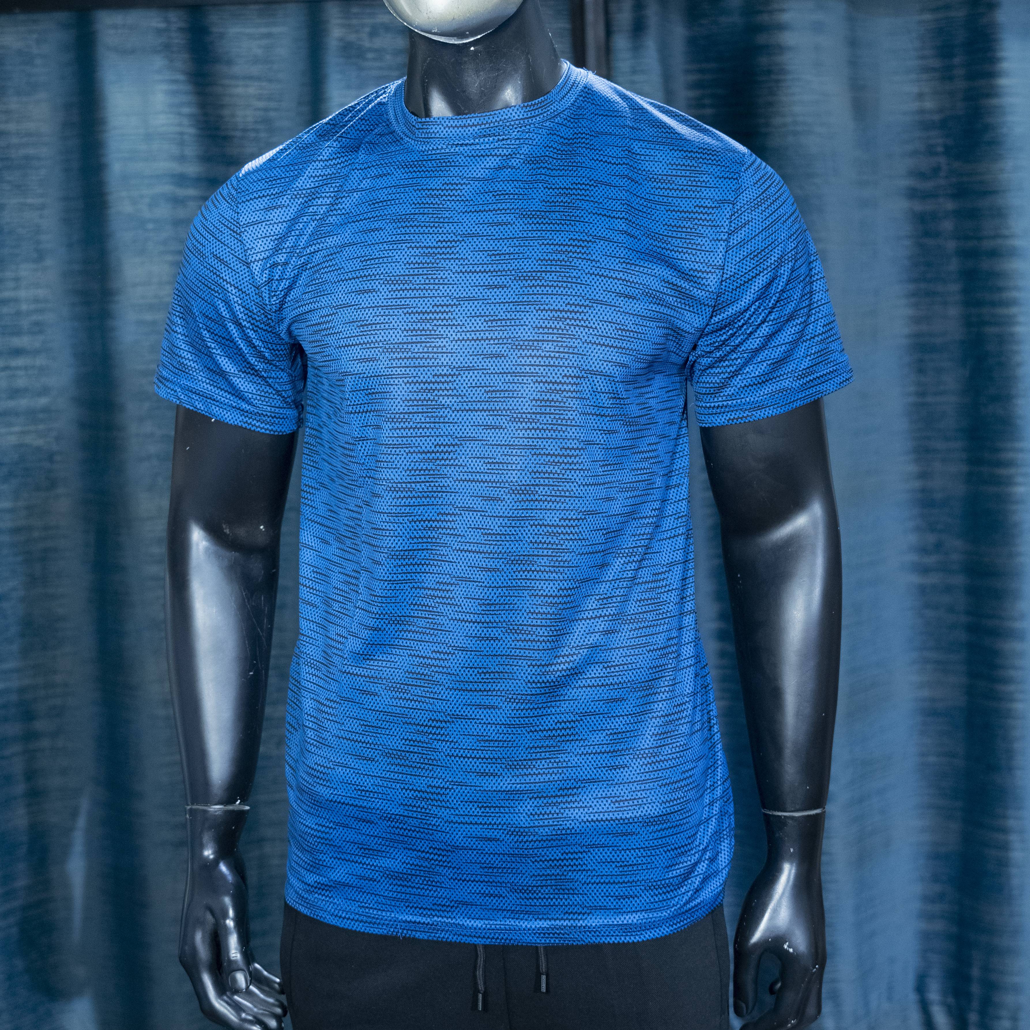 Men's Blue Textured Performance T-Shirt