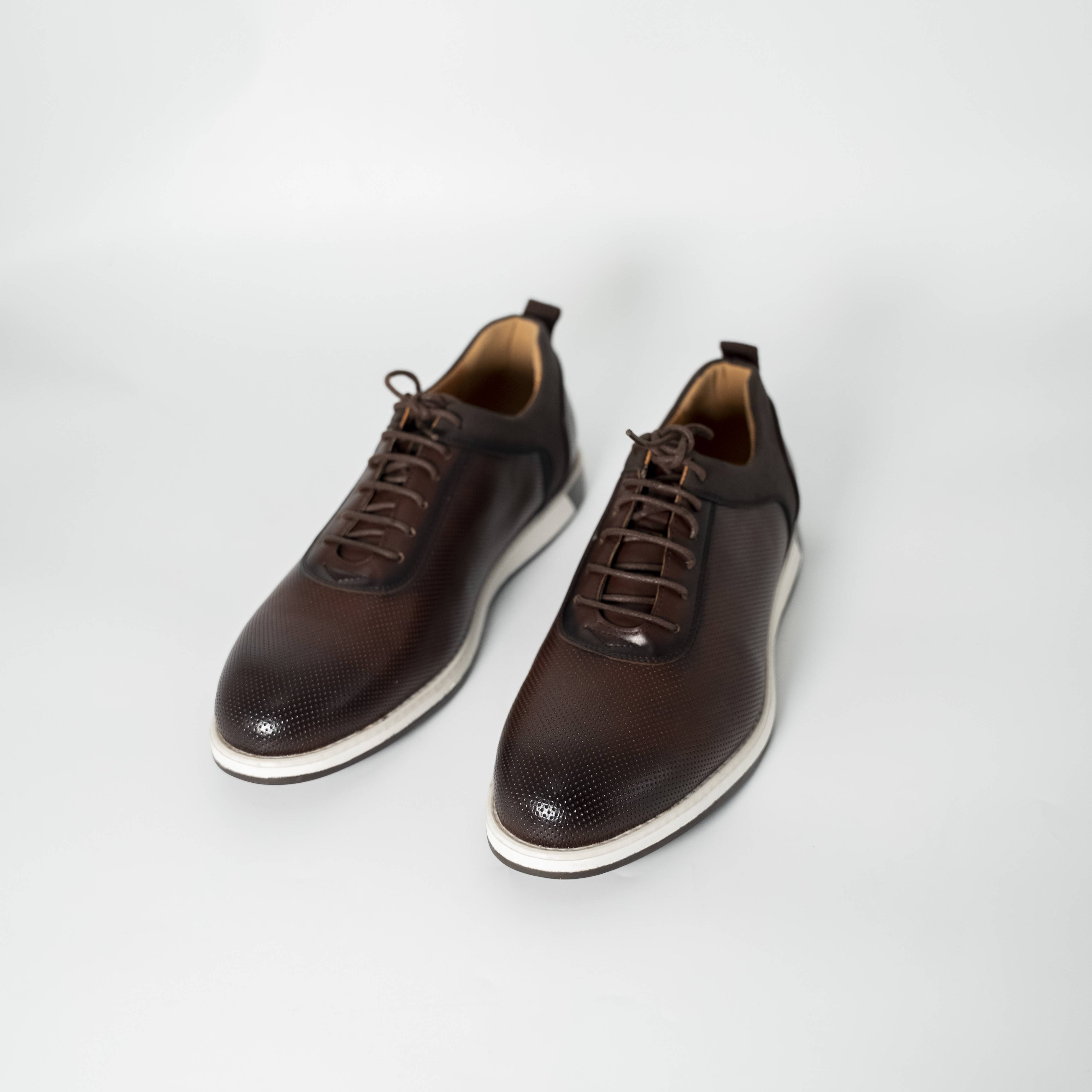 Men's Brown Textured Leather Casual Shoes