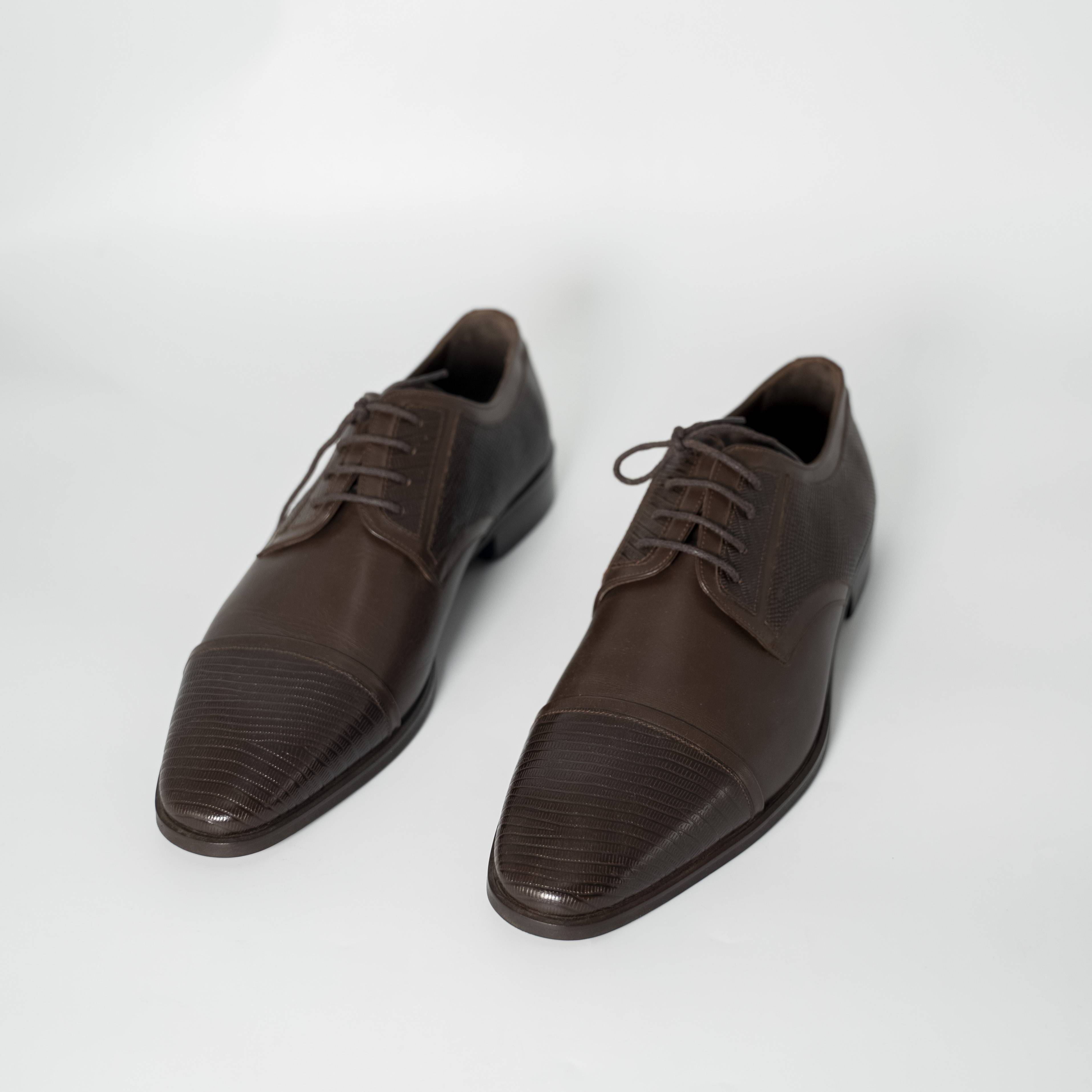 Brown Textured Oxford Dress Shoes