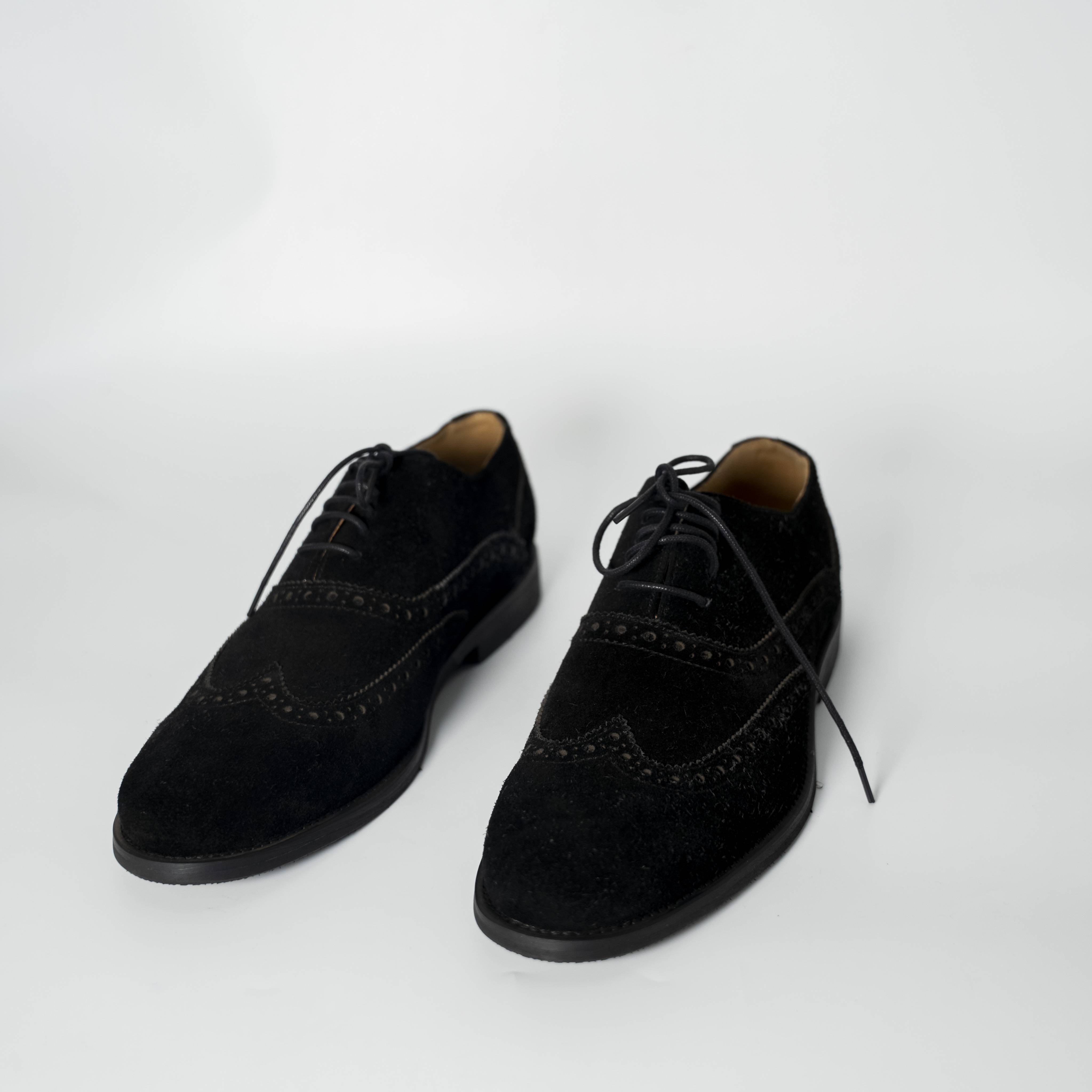 Men's Black Suede Brogue Dress Shoes