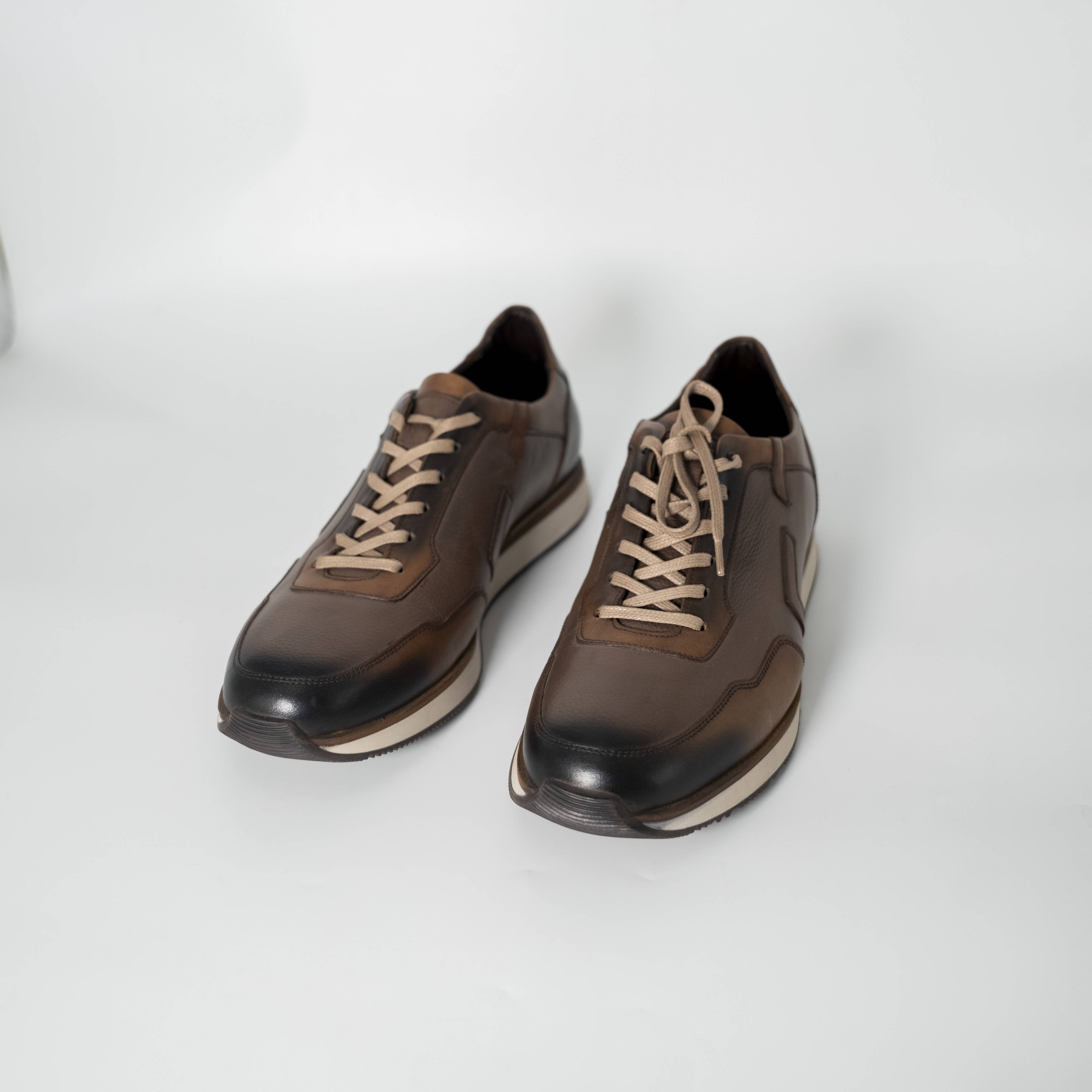 Men's Brown and Black Leather Athletic