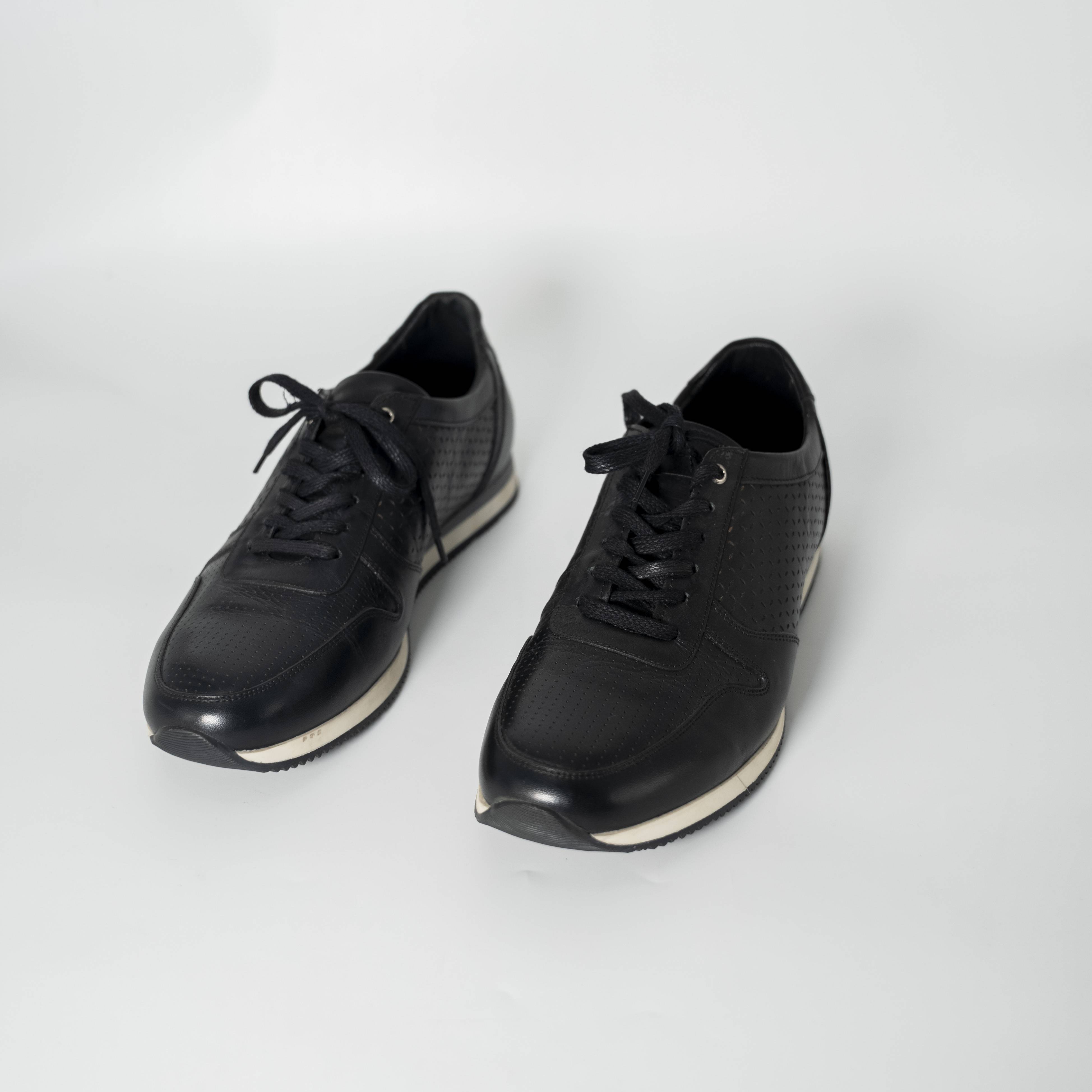 Men's Black Perforated Leather