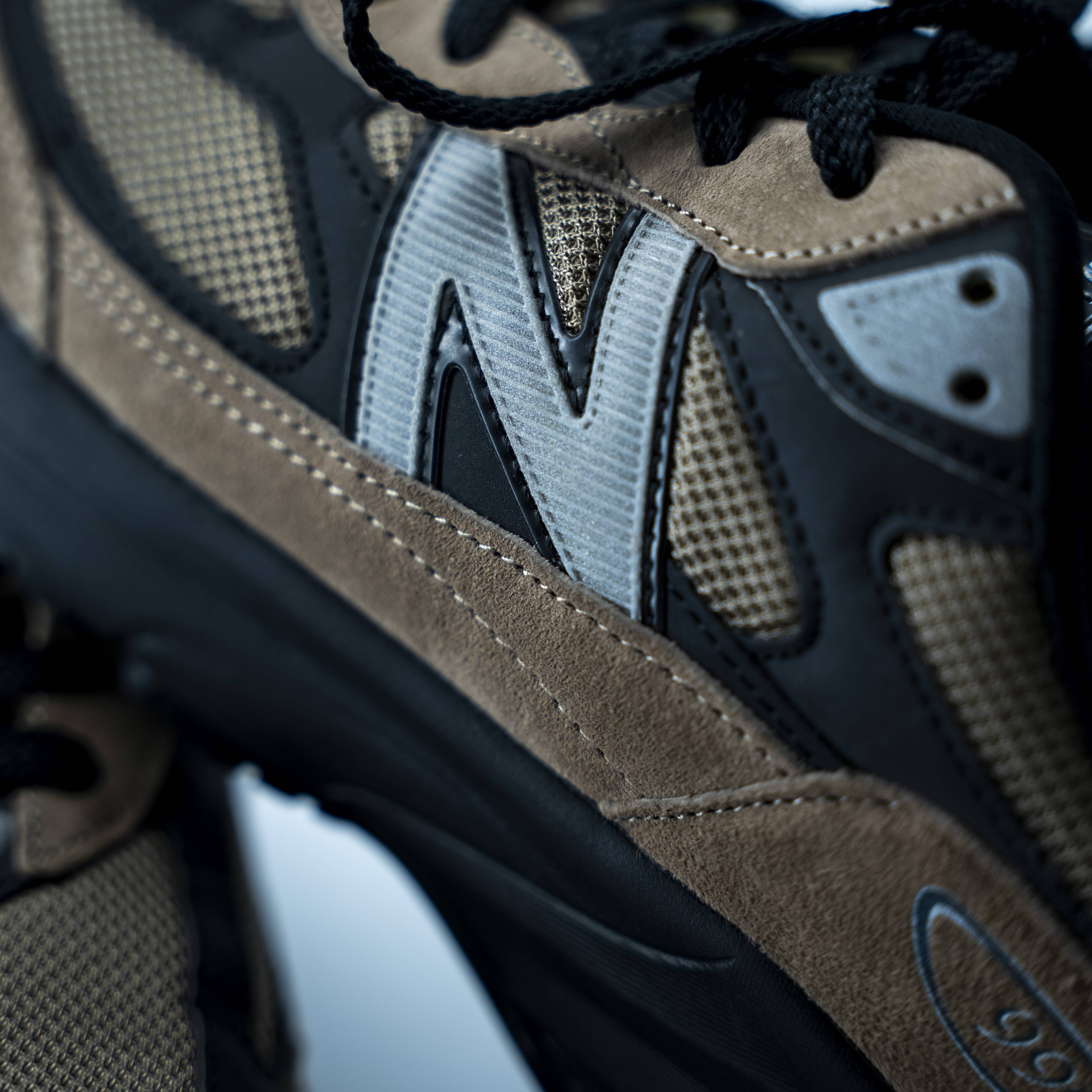 New Balance Tan and Black Trail Sneakers