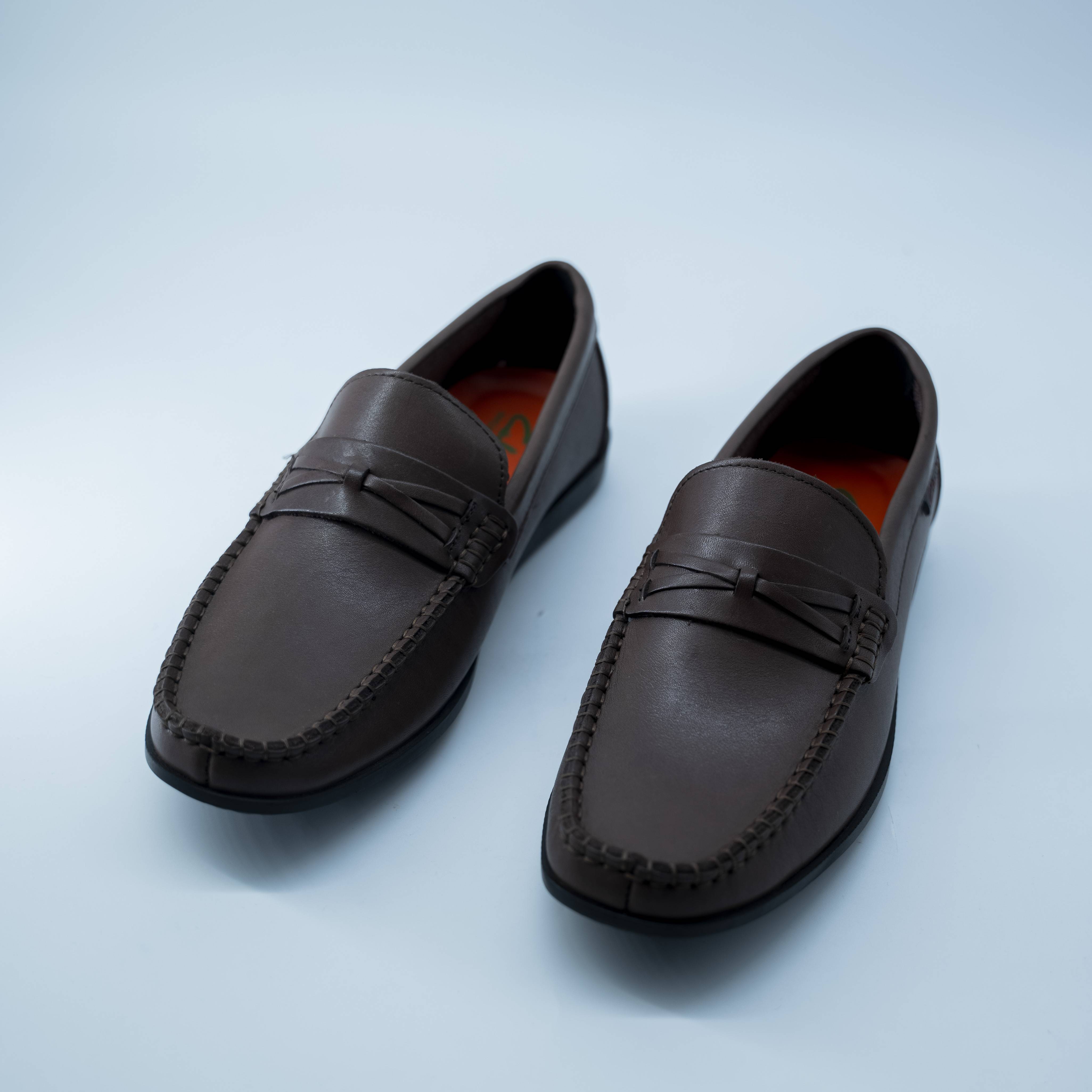 Brown Leather Slip-On Loafers