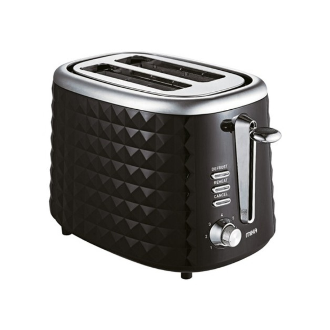 MIKA Toaster, 2 Slice, Black With Chrome Décor MTS2304