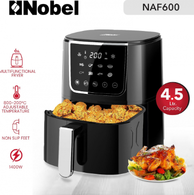 NOBEL AIR FRYER BLACK 4.5 L 1400W PLASTIC BODY 8 PRESET PROGRAMS