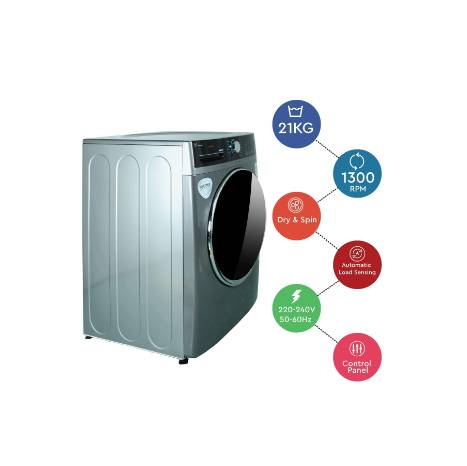 NOBEL FRONT LOAD WASHING MACHINE SILVER 21 KGS