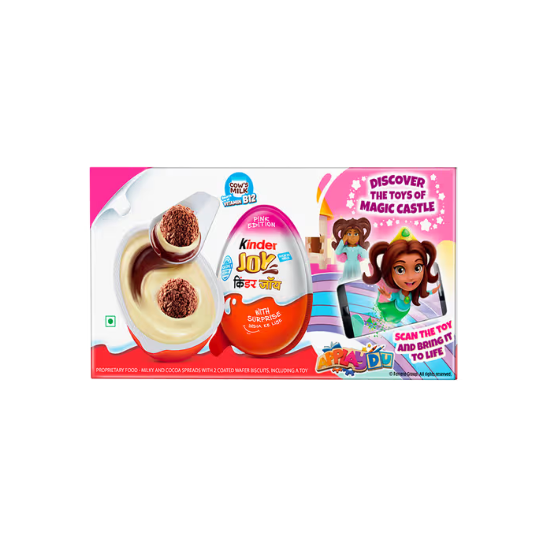 Kinder Joy, Pink edition, biscuits with cocoa spreads, 20g