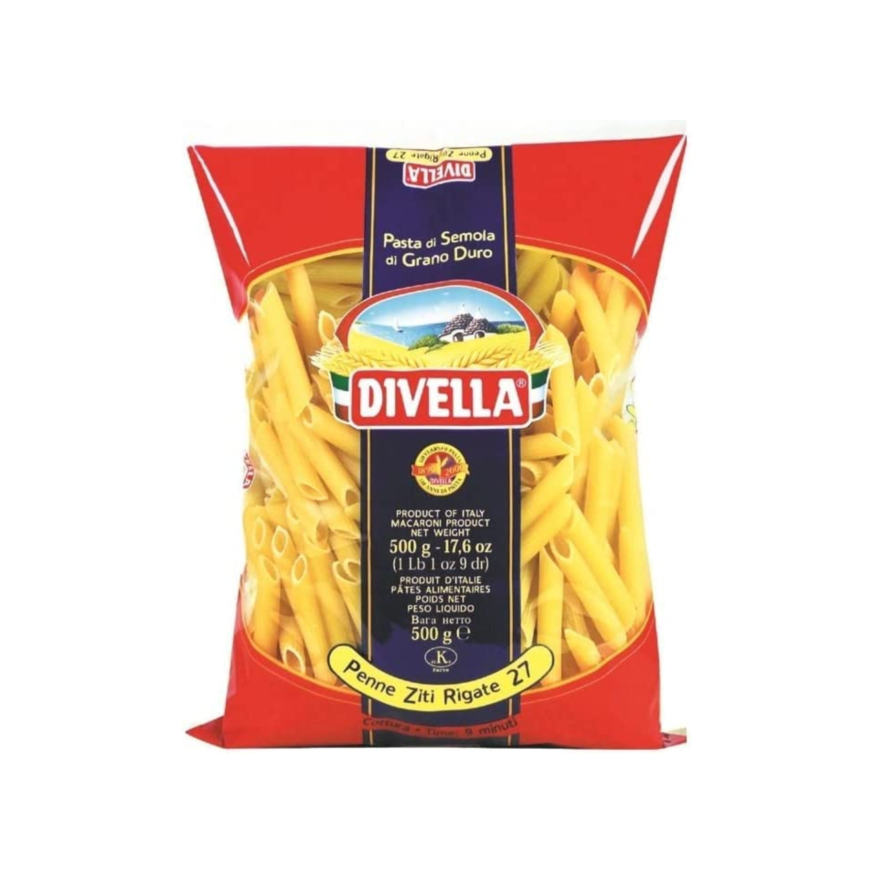 Divella Durum Wheat Semolina Pasta Penne Ziti Rigate 27 500g