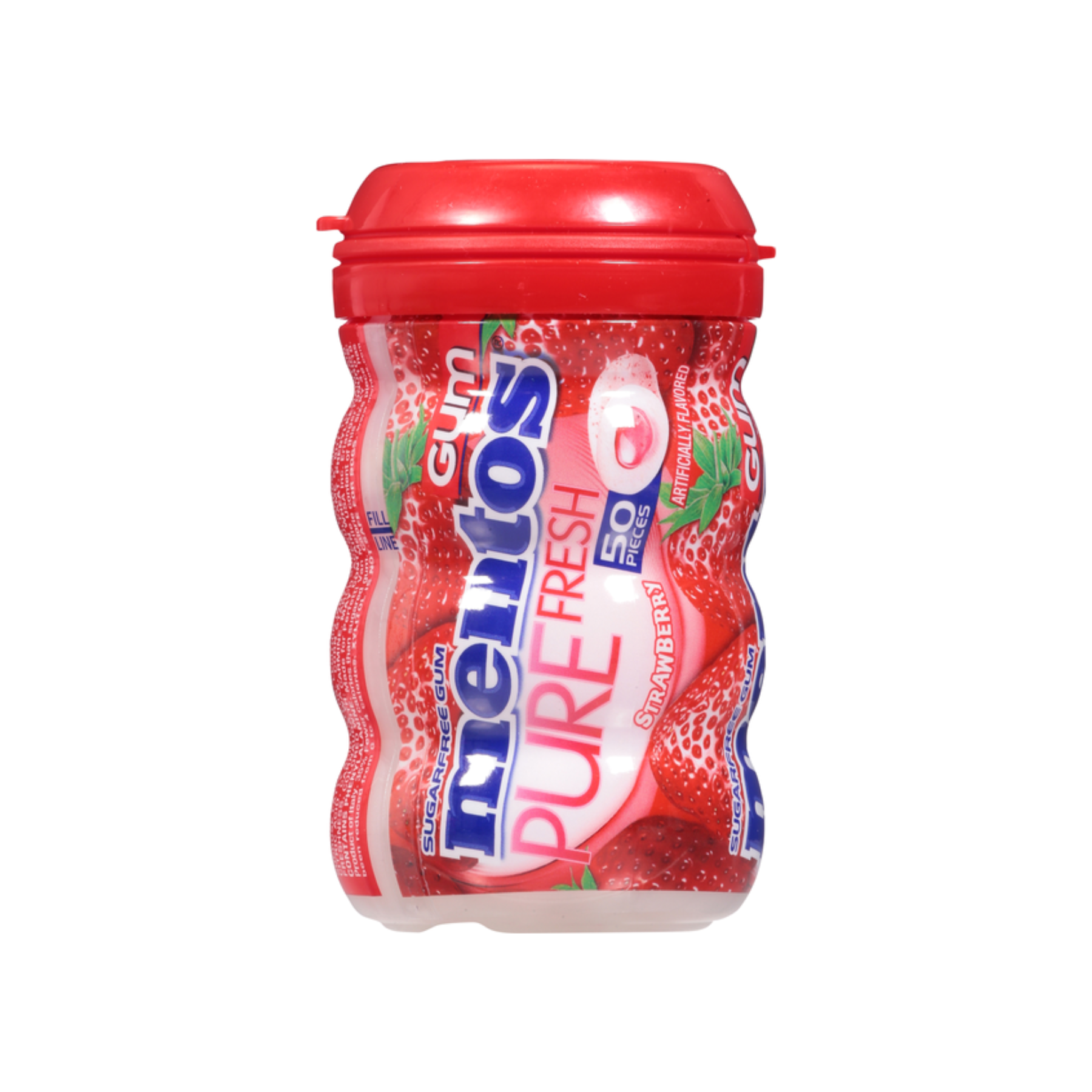 Mentos chewing gum, full fresh sugar free, strawberry flavoured, 18 big pieces,