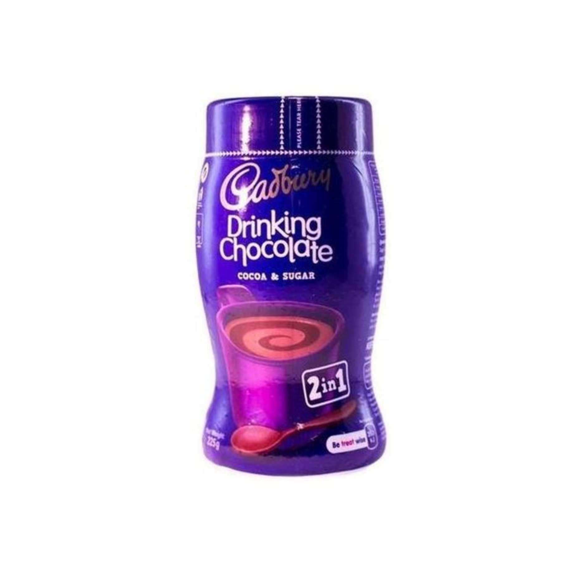 Cadbury Drinking chocolate, cocoa & sugar, 2 in 1, 125g