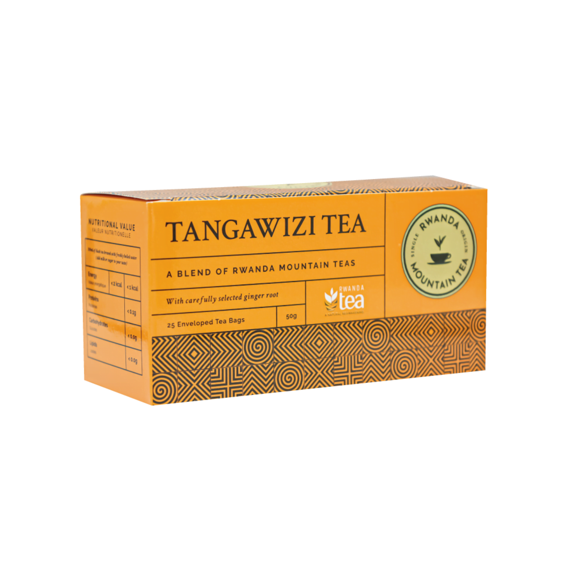 Rwanda Mountain Tea Tangawizi Tea, 25 Enveloped Tea Bags