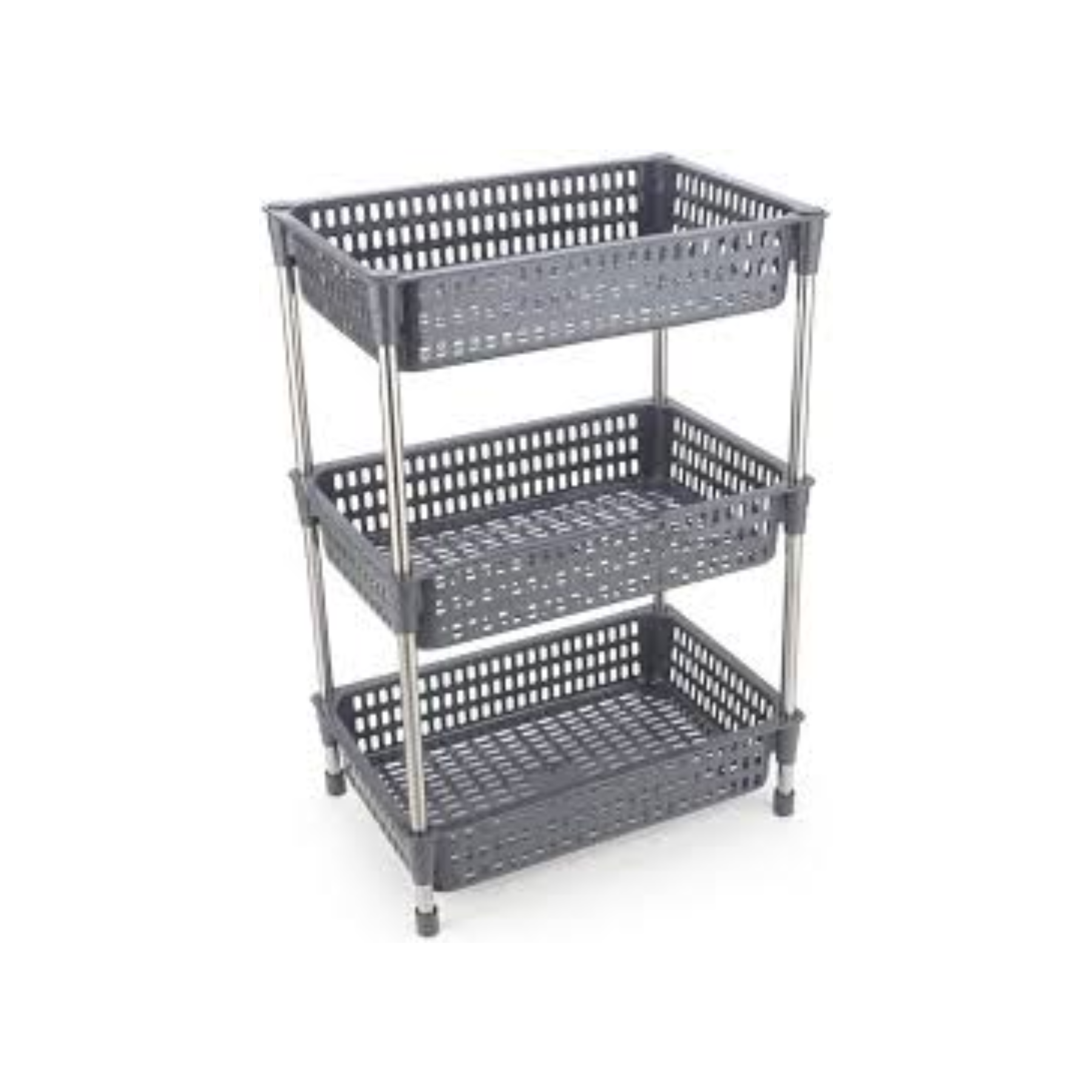 Home three layers metal multipurpose kitchen storage rack with plastic draining