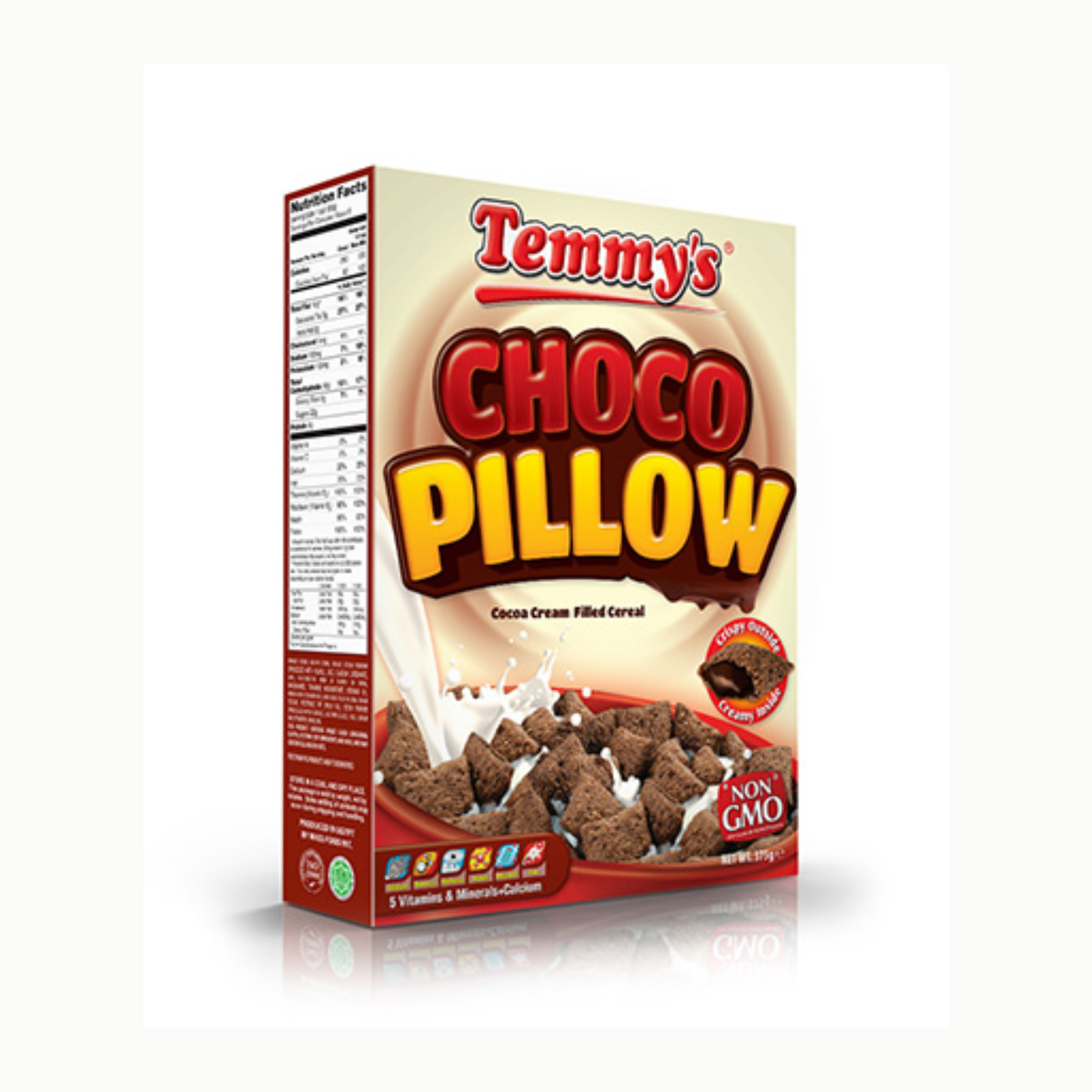 Temmy's Choco Pillow, Cocoa Cream Filled Cereal (Crispy outside, Creamy inside),