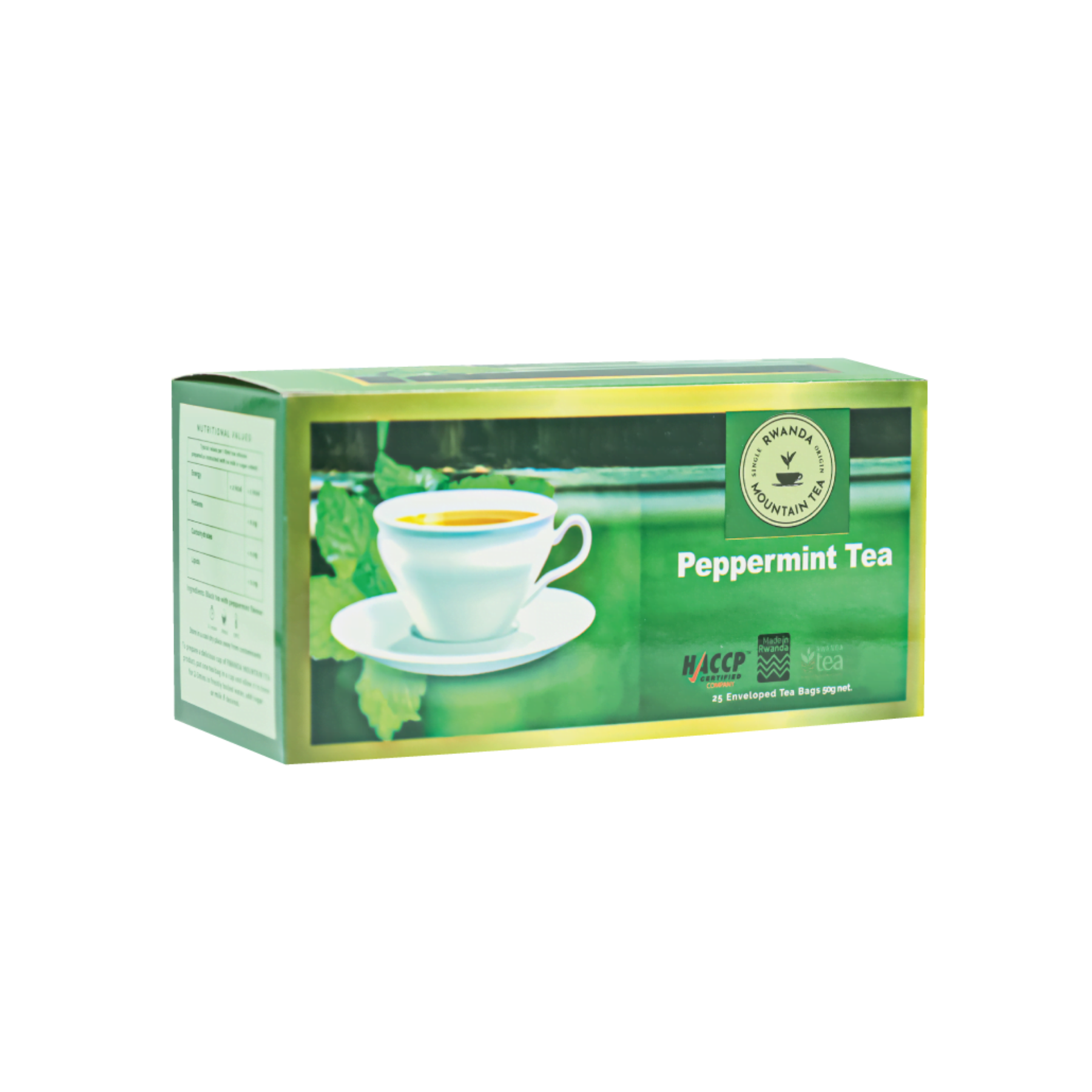 Rwanda Mountain Tea Pepper Mint Tea, 25 enveloped Tea Bags