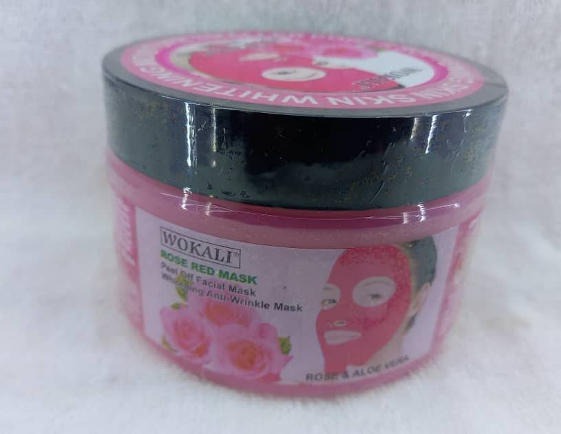 WOKALI Rose Red Mask Peel Off Mask Whitening Anti-Wrinkle Mask ROSE & ALOE VERA 300gr