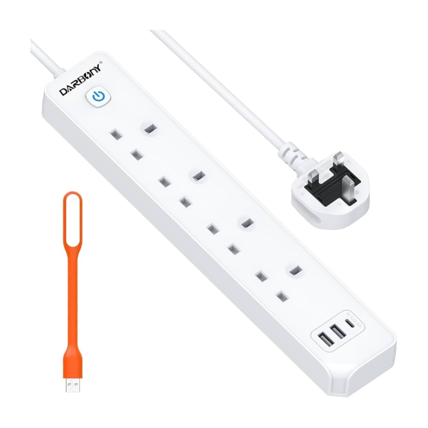 WHITE EXTENSION SOCKET 4 AC OUTLETS,3USB PORTS 13250 POWER