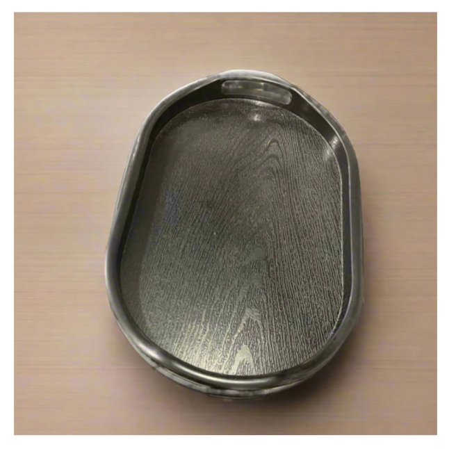 SET OF 3 STYLISH BLACK OVAL SERCING TRAY