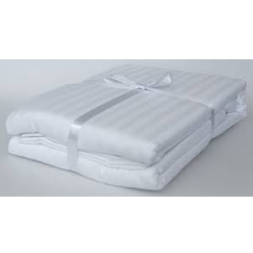 BEDSHEET DOUBLE SATIN HOTEL QUALITY STRIPE WHITE 2*2