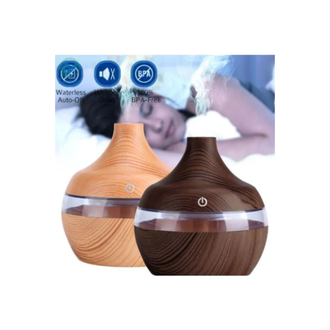 AIR AROMA ESSENTIAL OIL DIFUSER LED ULTRASONICAROMA AROMITHERAPY HUMIDIFIER-WOOD