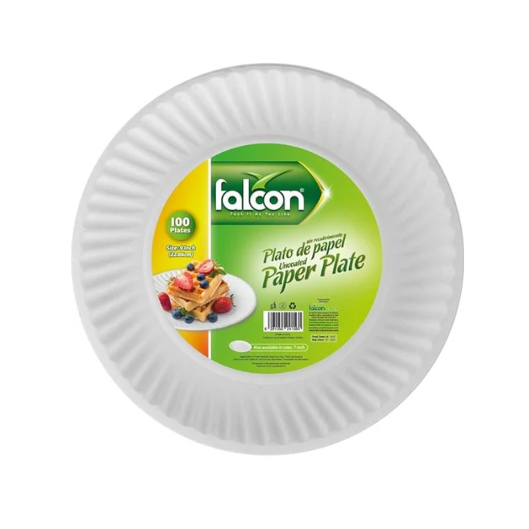 FALCON PAPER PLATE 9 INCH DISPOSABLE 100 PIECES