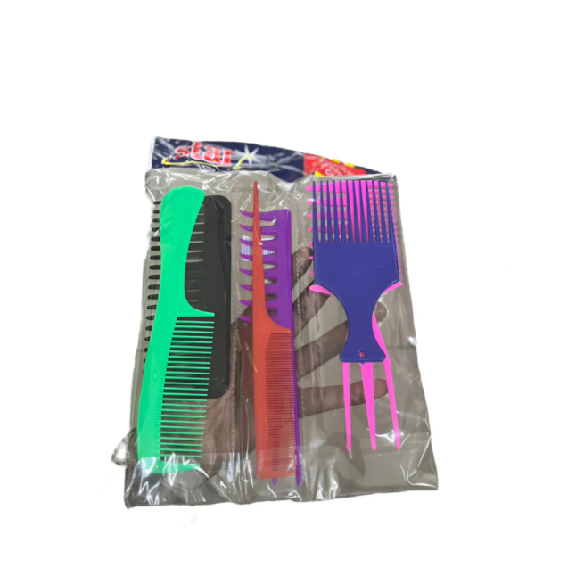 STAR 6-PICE COMB SET-VIBRANT COLORS DOR STYLING & DETANGLER