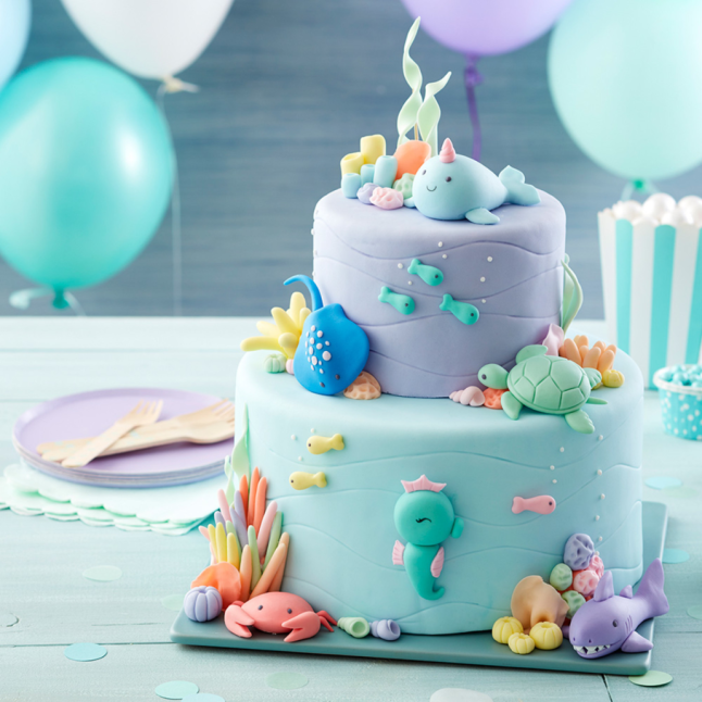 OCEAN THEMED HAPPY BIRTHDAY CAKE
