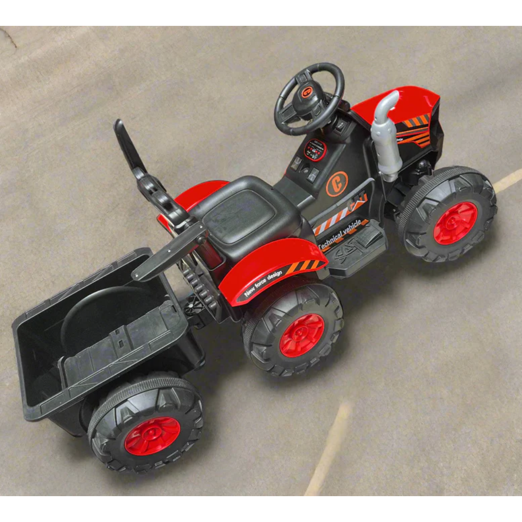 KIDS RIDE ON TOY TRACTOR WITH TRAILOR