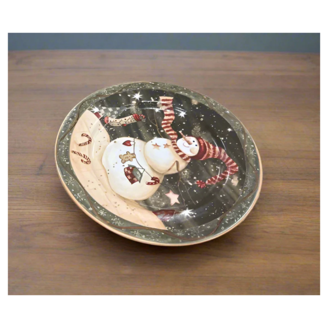 DECORATIVE PLATE FEATURING SNOWMAN DESIGN